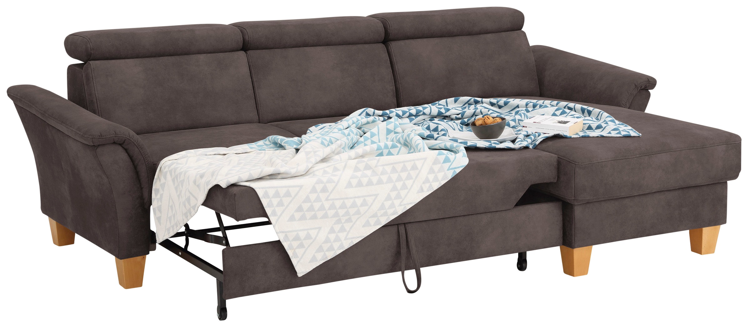 Home affaire Ecksofa »Conville L-Form«, Federkern, wahlweise mit Bettfunktion und Bettkasten bzw. Stauraum