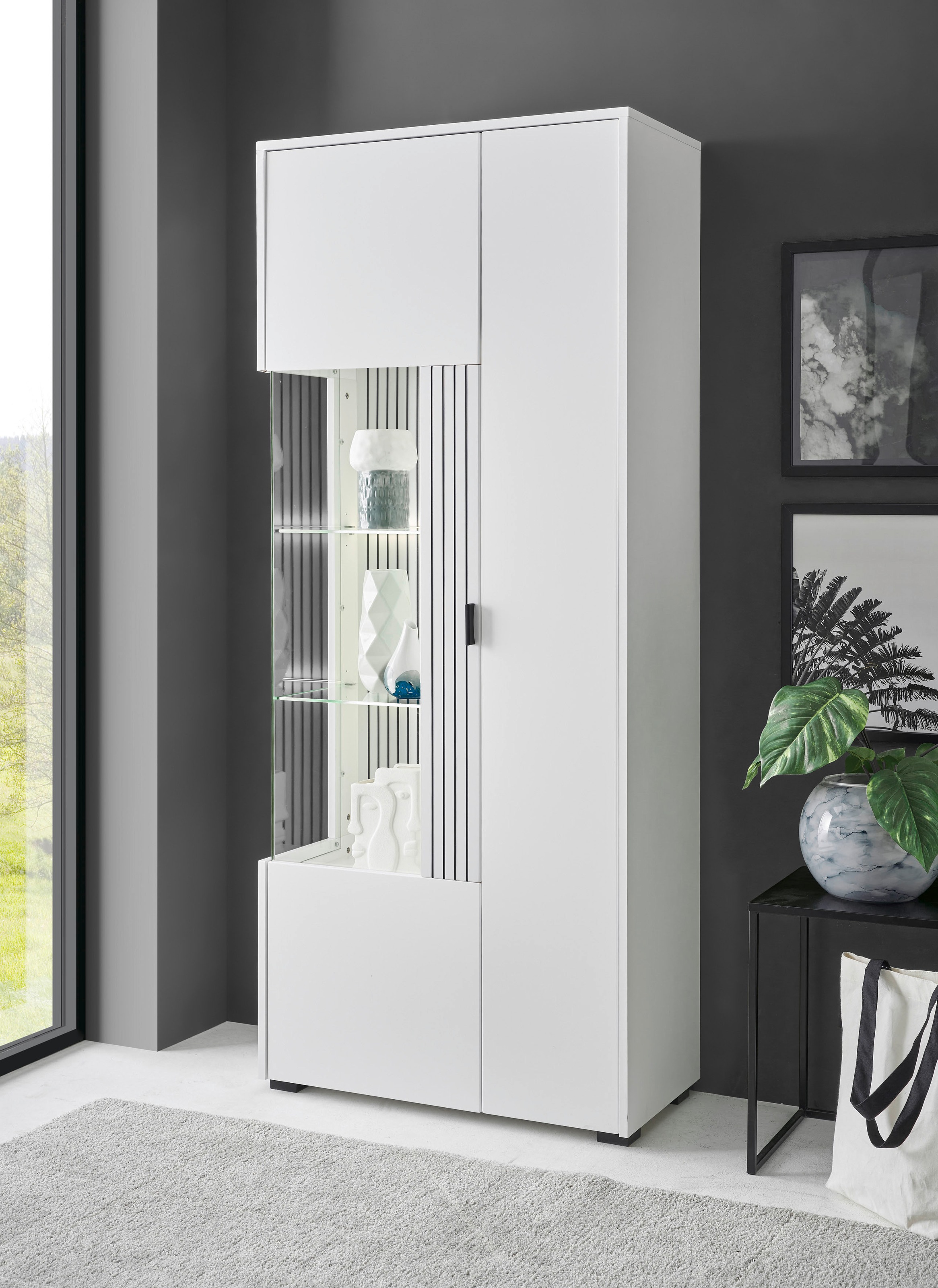 INOSIGN Vitrine »Hudson, Stauraumvitrine«, in moderner Trendfarbe, Griffe a günstig online kaufen