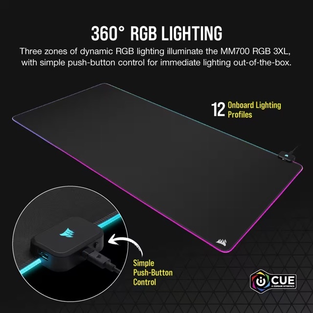Corsair Gaming Mauspad »MM700 RGB Extended 3XL Gaming-Mauspad« DREI-Zonen-RGB-Beleuchtung