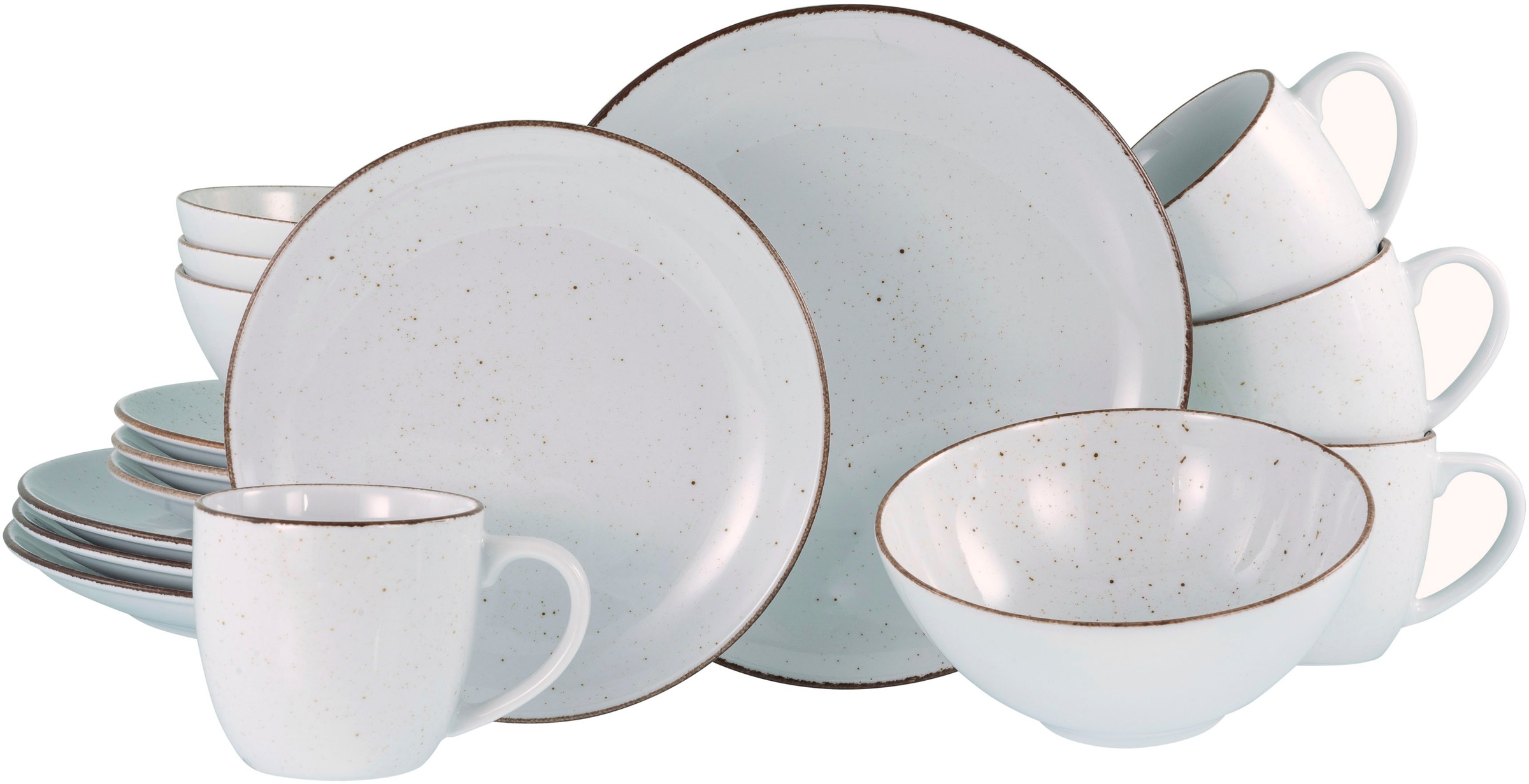 CreaTable Kombiservice »Geschirr-Set VINTAGE NATURE«, (Set, 16 tlg., Kaffeeservice und Tafelservice im Set, für 4 Personen), Service, 16 Teile, für 4 Personen