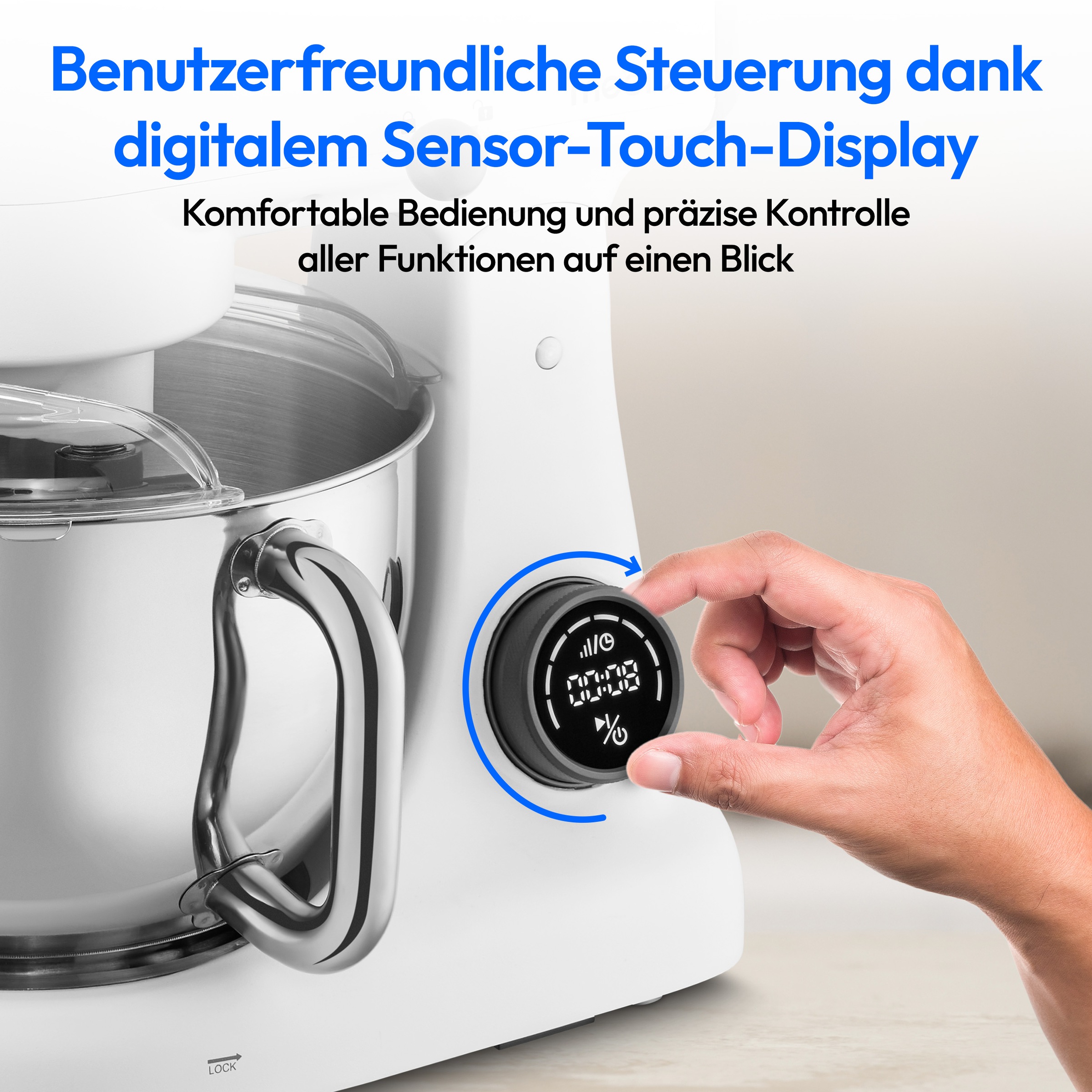 Medion® Küchenmaschine »MD 12600, 8 Geschwindigkeitsstufen, Impulsfunktion, DC-Motor, 4,6 L«, Mit umfangreichem Zubehör-Set, Fleischwolf-Aufsatz, Gemüsereibe