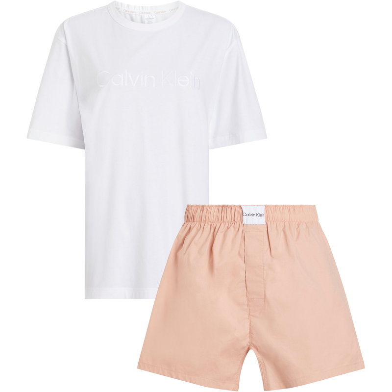CALVIN KLEIN UNDERWEAR Pyjama »S/S SHORT SET« Set, 2 Stk. tlg., mit Logostickerei auf der Brust WHITE TOP_SUBTLE BLOOM BOTTOM XS (34) XS (34)...
