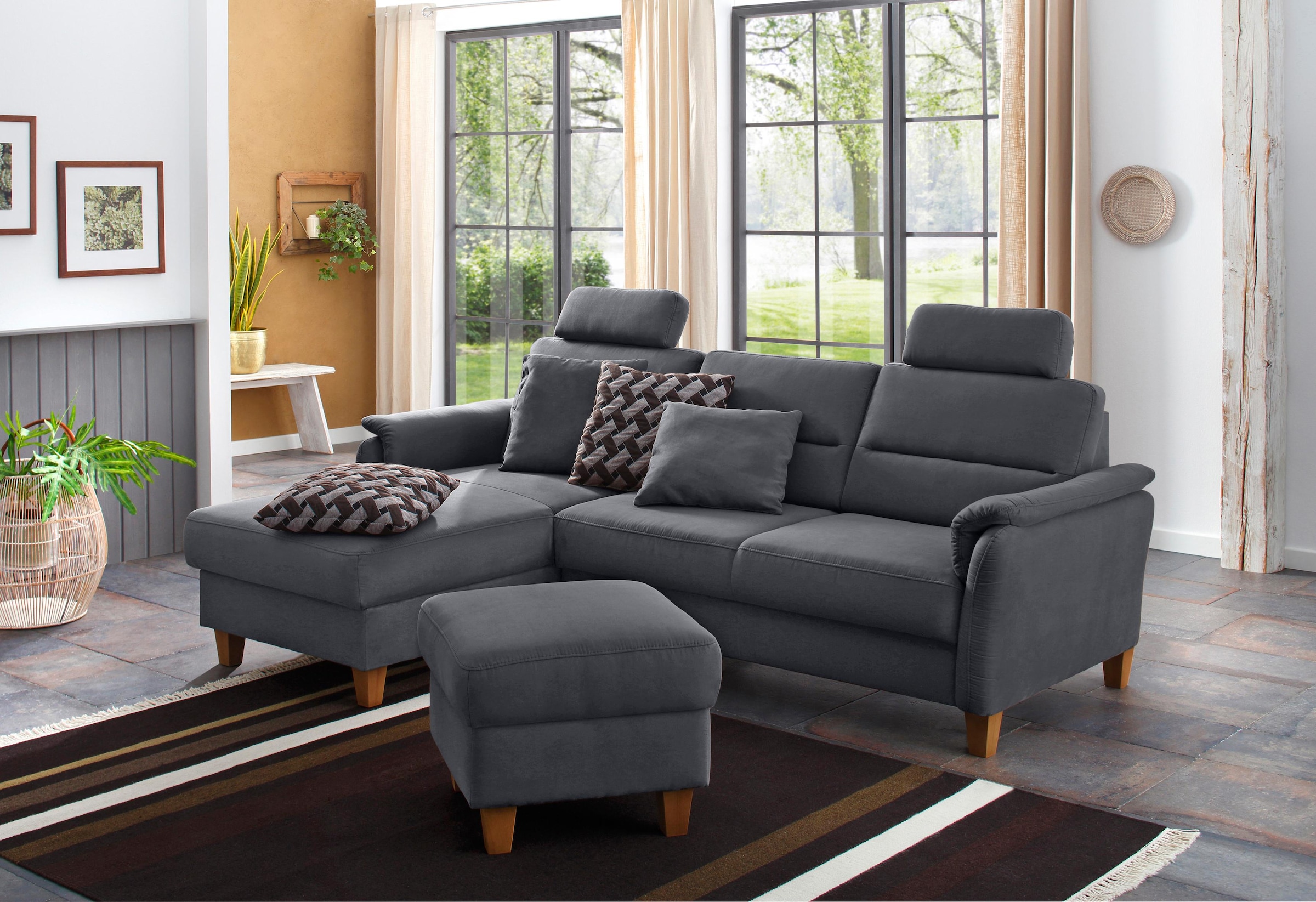 Home affaire Ecksofa »Palmera L-Form, B: 244 cm« optional Bettfunktion & Be günstig online kaufen