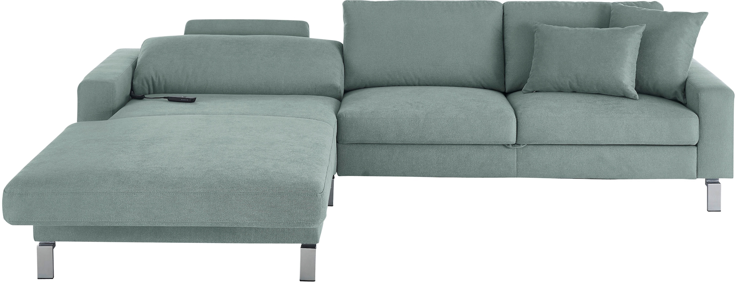 3C Candy Ecksofa »Lecce, wahlweise PUR-Schaumstoff oder Tonnentaschenfederkern«, Bett im 2,5-Sitzer, teilmotorische Schlaffunktion im Longchair, L-Form