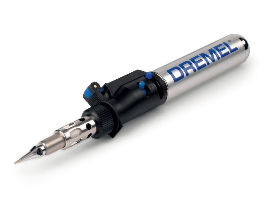 DREMEL Lötkolben »Versatip«, (6 tlg., Dremel VersaTip, Lötspitze, Schneideklinge, Heißmesser, Flachflammdüse, Reflektorblech, Heißluftgebläsedüse, Lötdraht, Lötschwamm + Schwammbehälter, Bedienungsanleitung, Aufbewahrungsbox), max. Brennzeit 90 min
