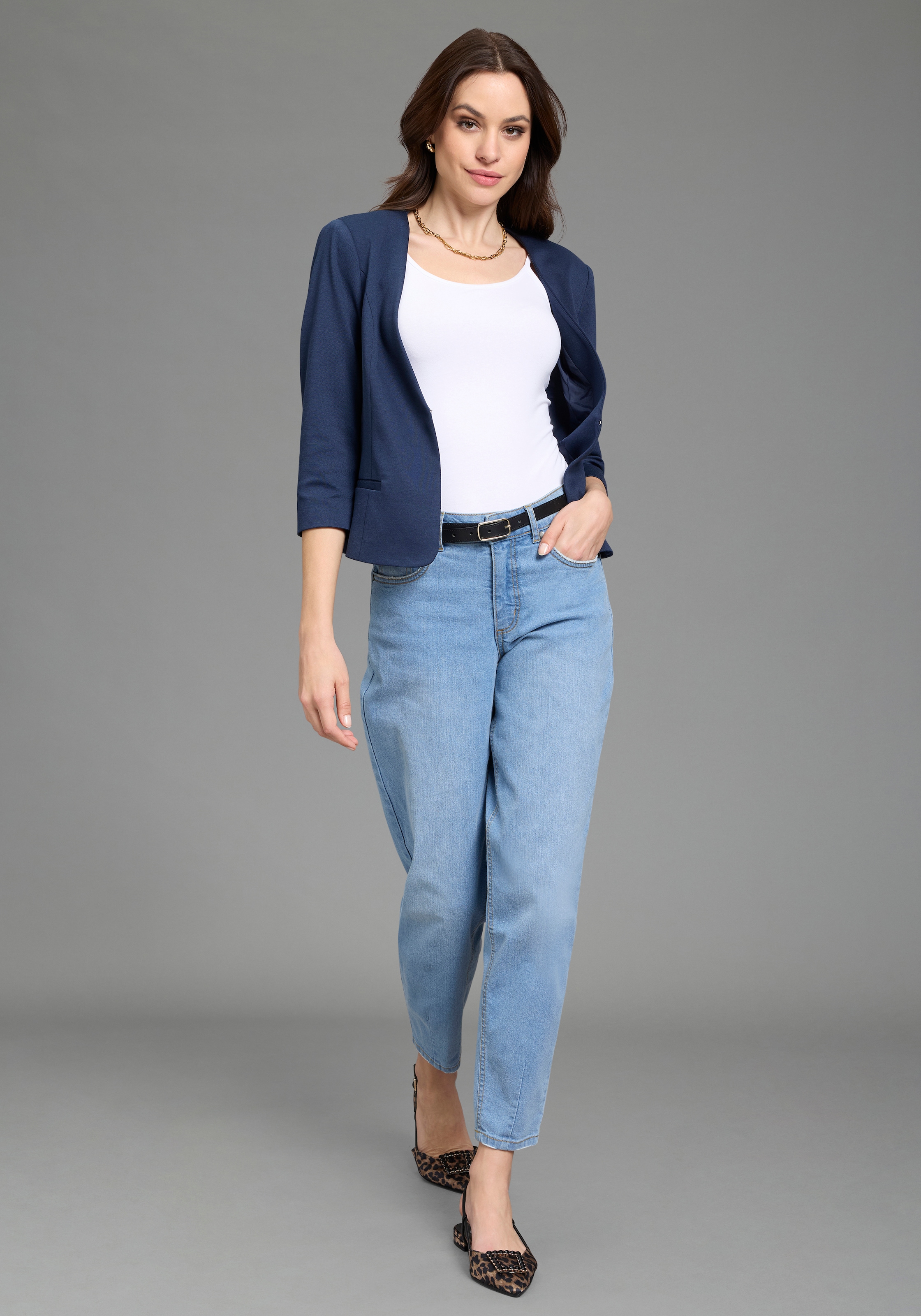 Laura Scott Kurzblazer aus elastischer Jerseyware, mit Hakenverschluss