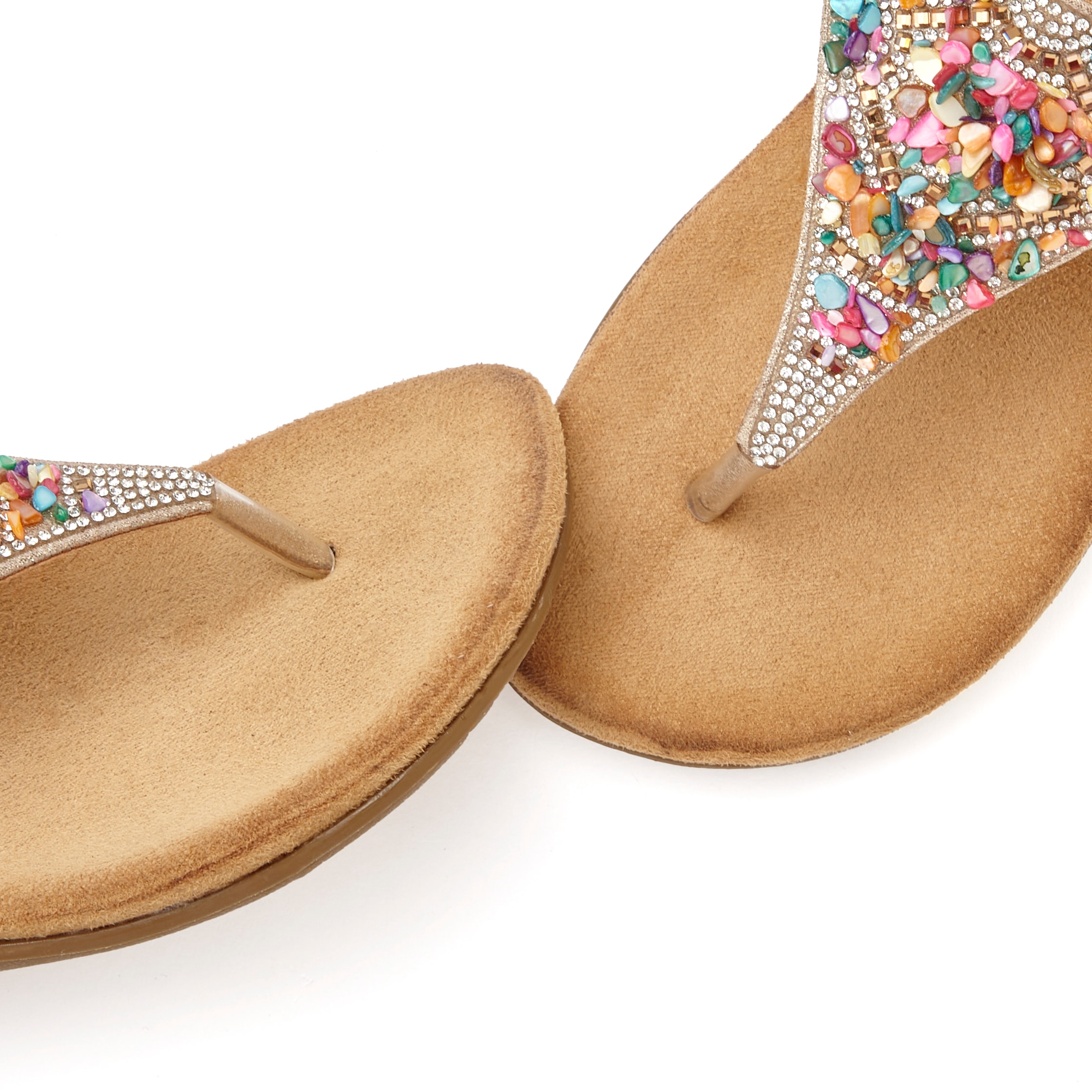Vivance Sandale »Sommerschuh«, Zehentrenner Sandale mit Schmucksteinen VEGAN