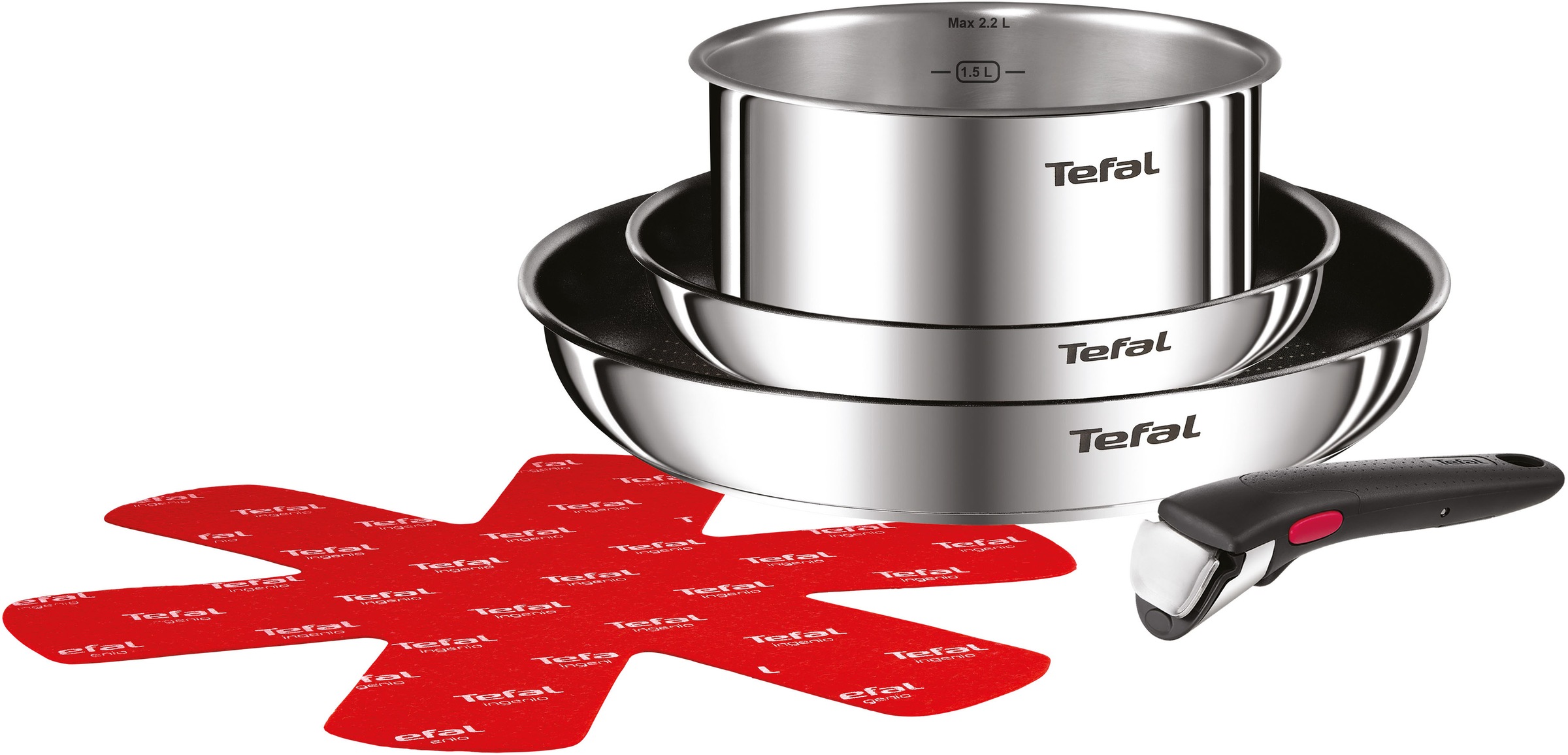 Tefal Pfannen-Set »Ingenio Emotion« Edelstahl Set, 5 Stk. tlg. abnehmbarer günstig online kaufen