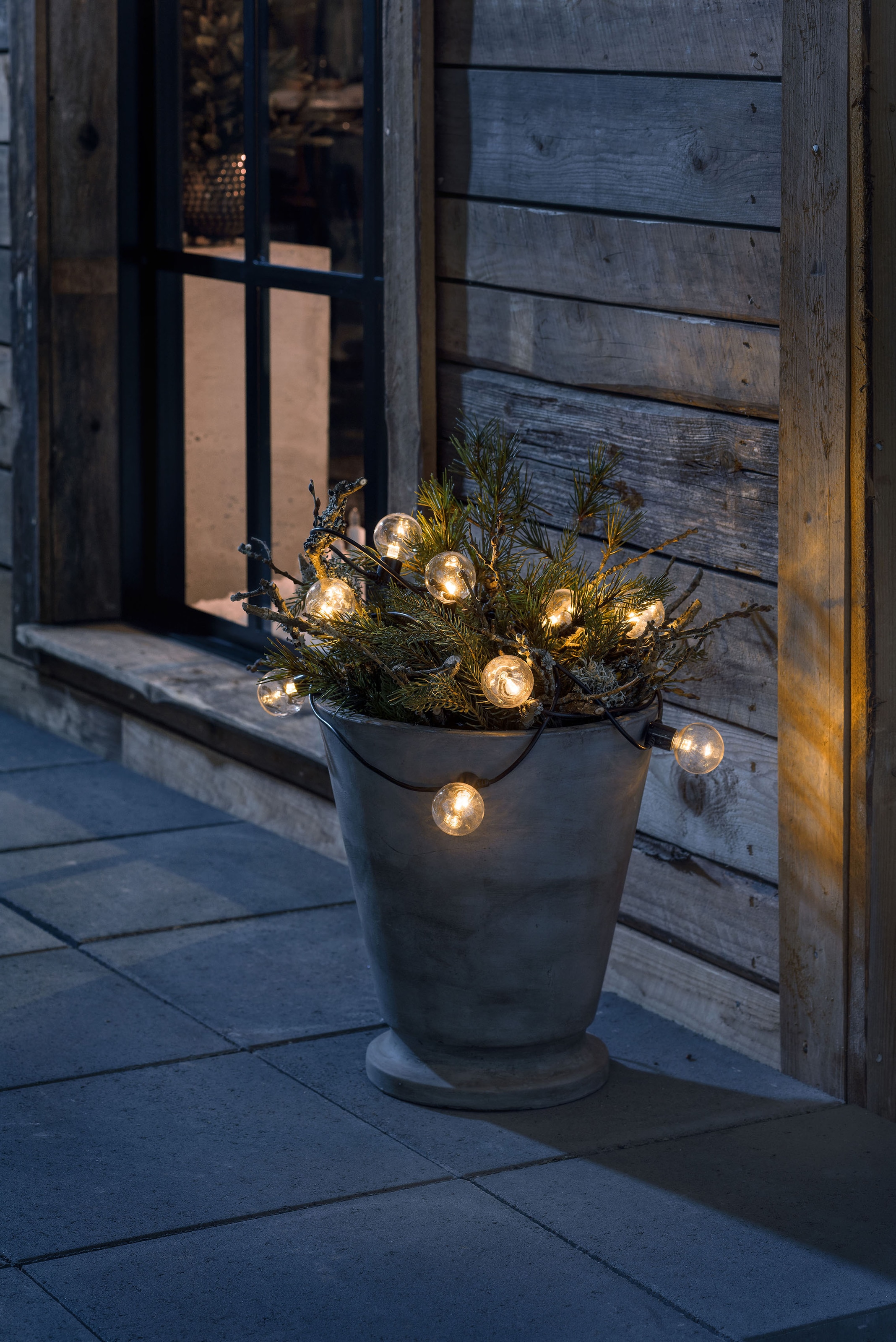 KONSTSMIDE LED-Lichterkette »Weihnachtsdeko aussen«, 20 St.-flammig, LED Biergartenkette, 20 klare Birnen / 40 bernsteinfarbene Dioden