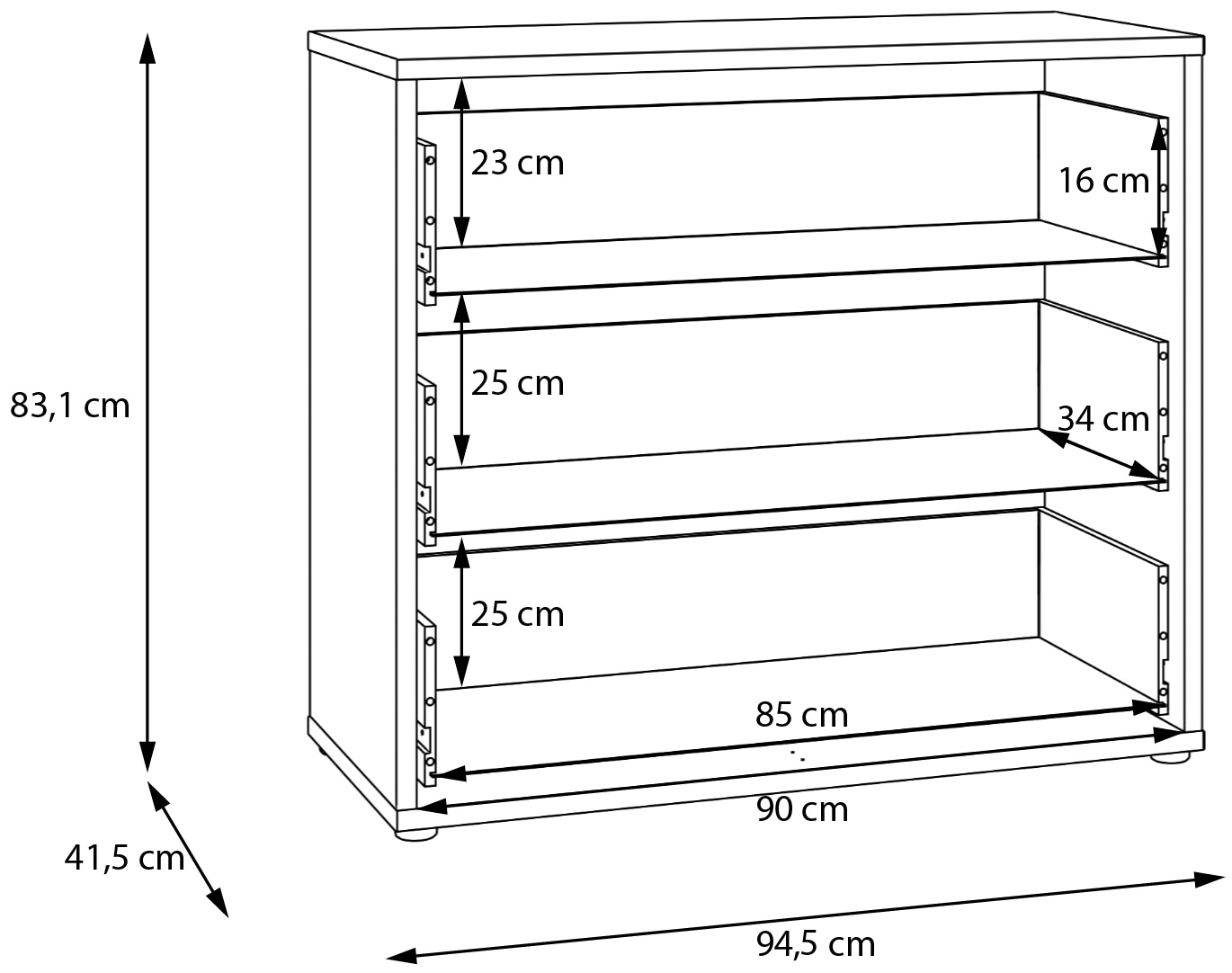 FORTE Kommode »Alice Springs, Kommode, 3 Schubkästen B/H/T 94,8/83,1/41,5« Schubkästen mit Vollauszug, grifflos,Push to open