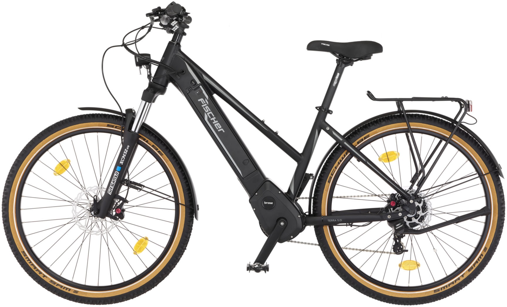 FISCHER Fahrrad E-Bike »TERRA 5.0i 504 sw«, 10 Gang, Clarks, (mit Akku-Ladegerät-mit Werkzeug), Pedelec, Elektrofahrrad für Damen u. Herren