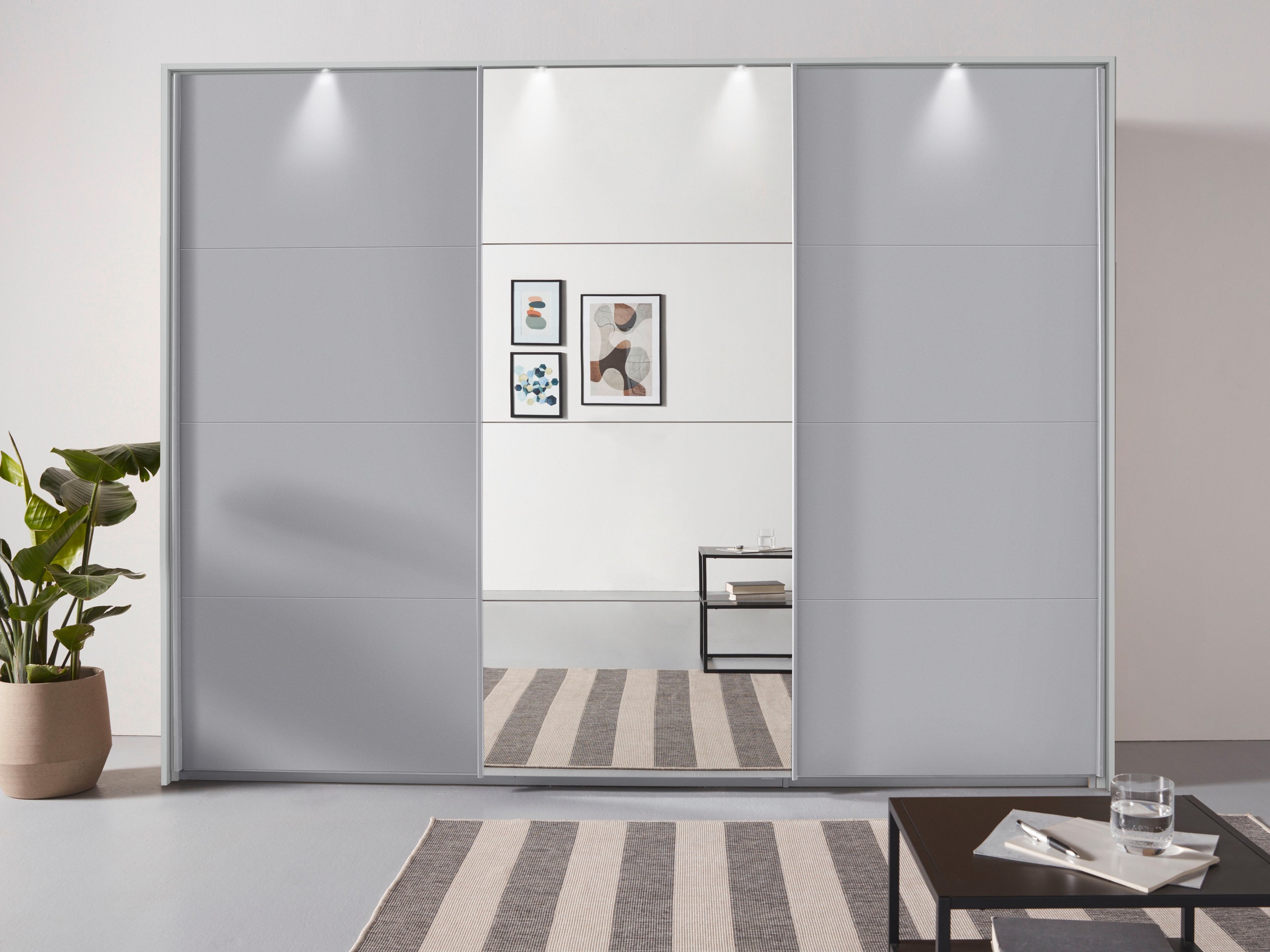 rauch Schwebetürenschrank »Oteli«, mit Mittelspiegel und Passepartout optional mit Beleuchtung