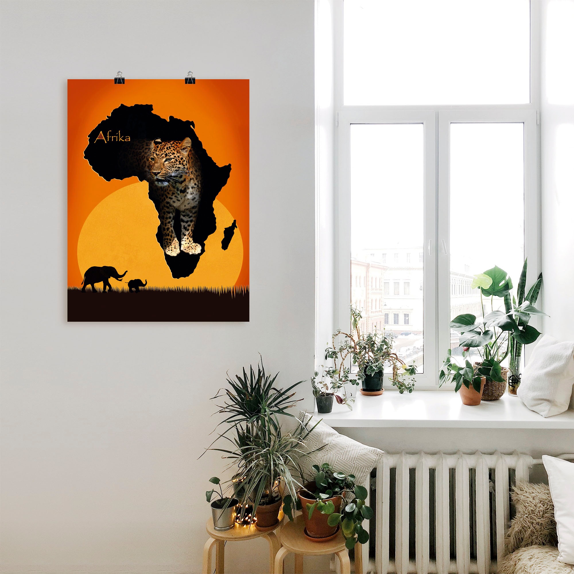 Artland Wandbild »Afrika der schwarze Kontinent«, Wildtiere, (1 St.), als Leinwandbild, Poster, Wandaufkleber in verschied. Größen