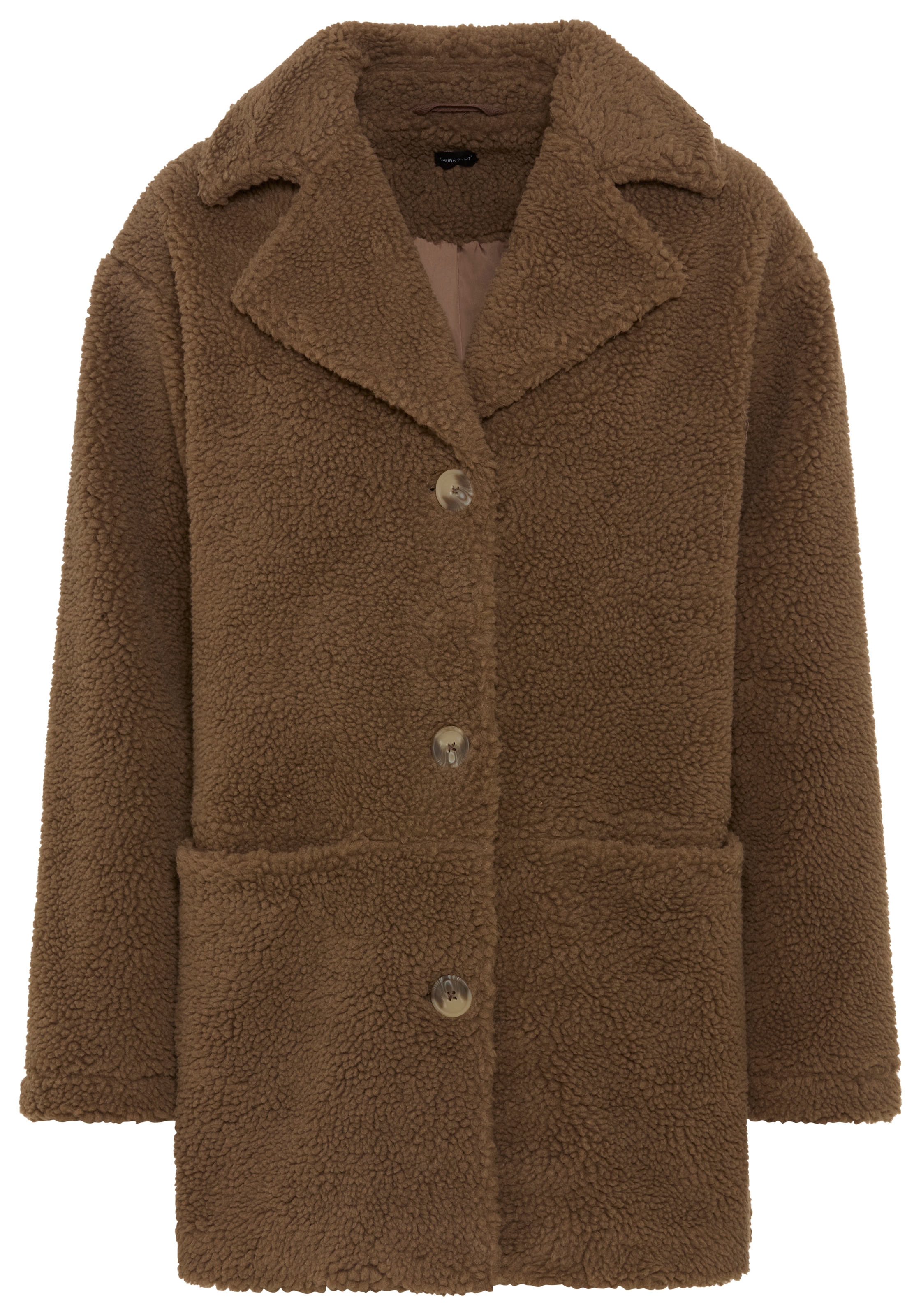 Laura Scott Kurzmantel Fellimitatmantel aus flauschigem Teddy Fleece