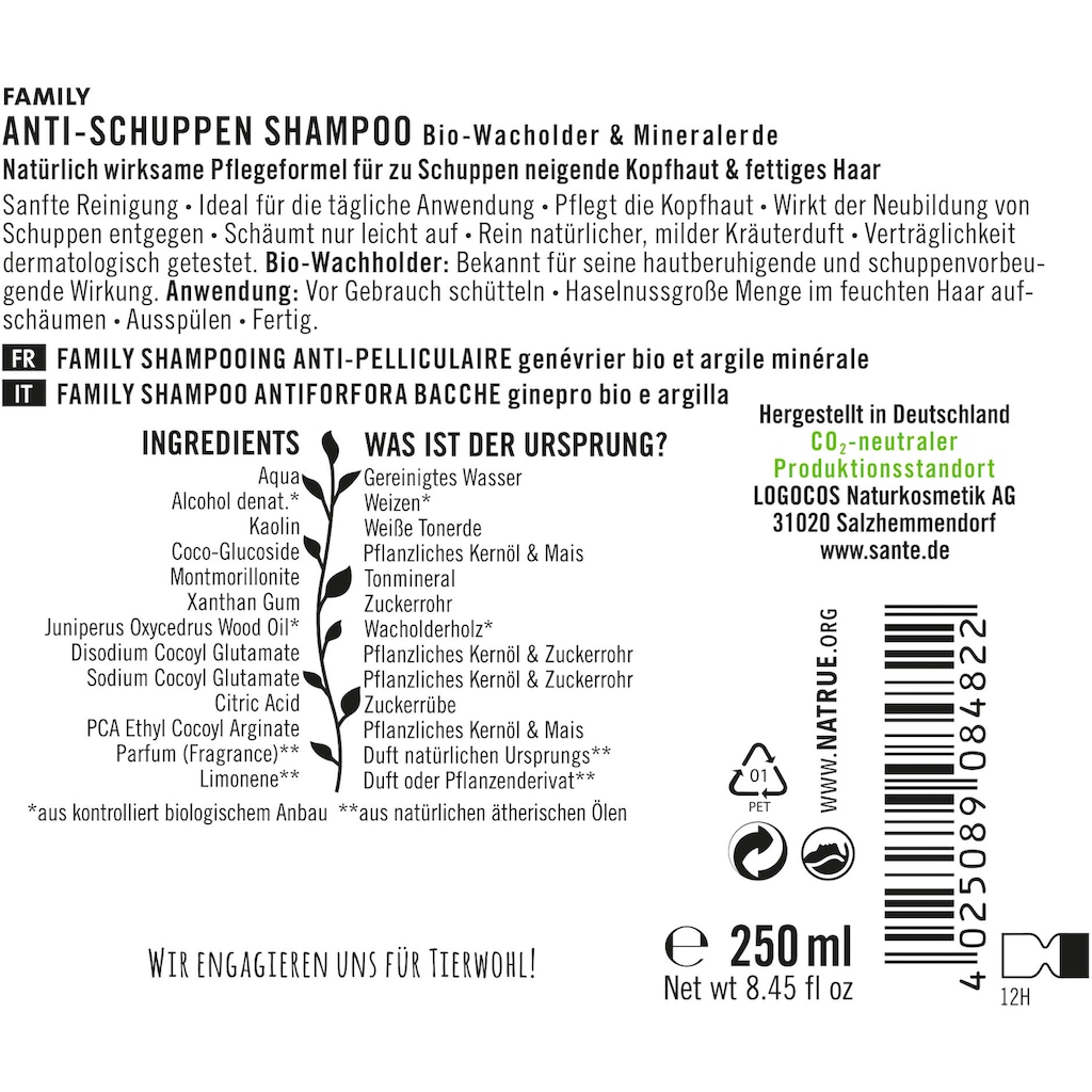 SANTE Haarshampoo »FAMILY Anti-Schuppen Shampoo«