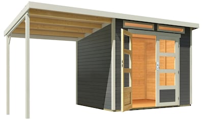 Wolff Gartenhaus »Venlo XS Titangrau mit SD Elfenbeinweiß«, mit Seitendach kaufen