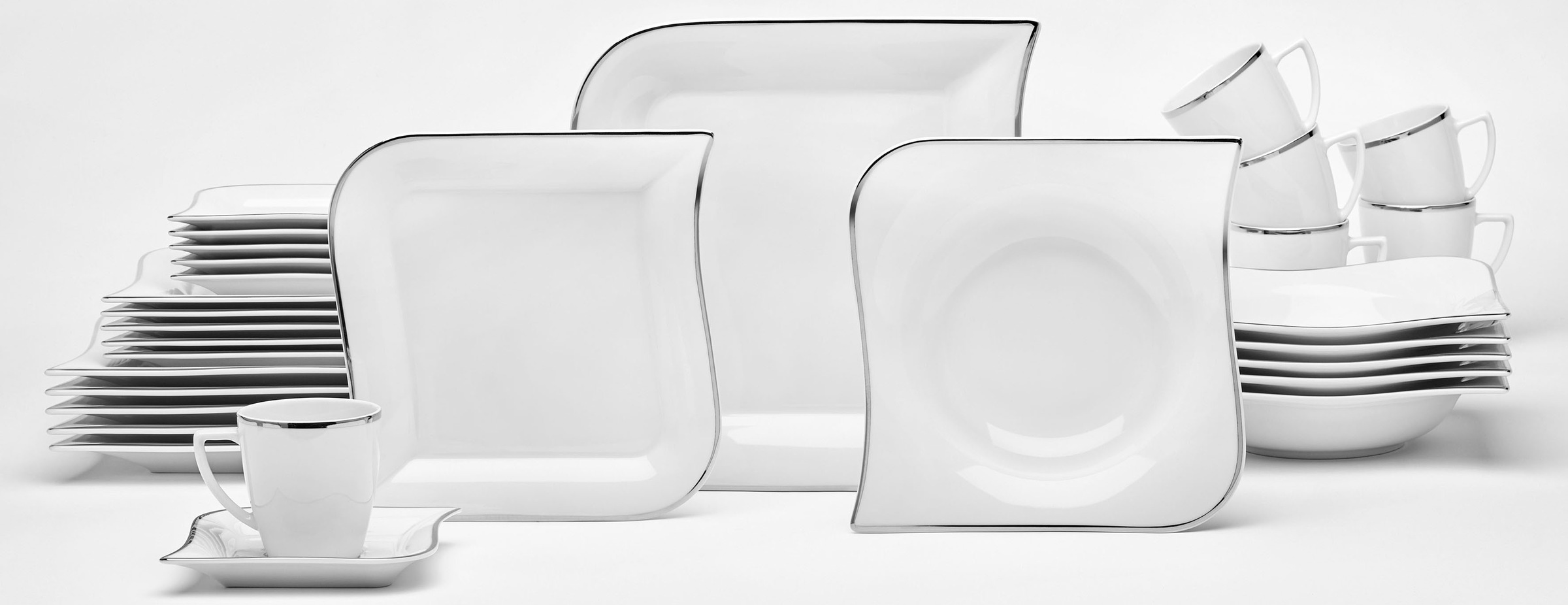 van Well Kombiservice »Geschirr-Set, Service Silverline«, (Set, 30 tlg.), s günstig online kaufen