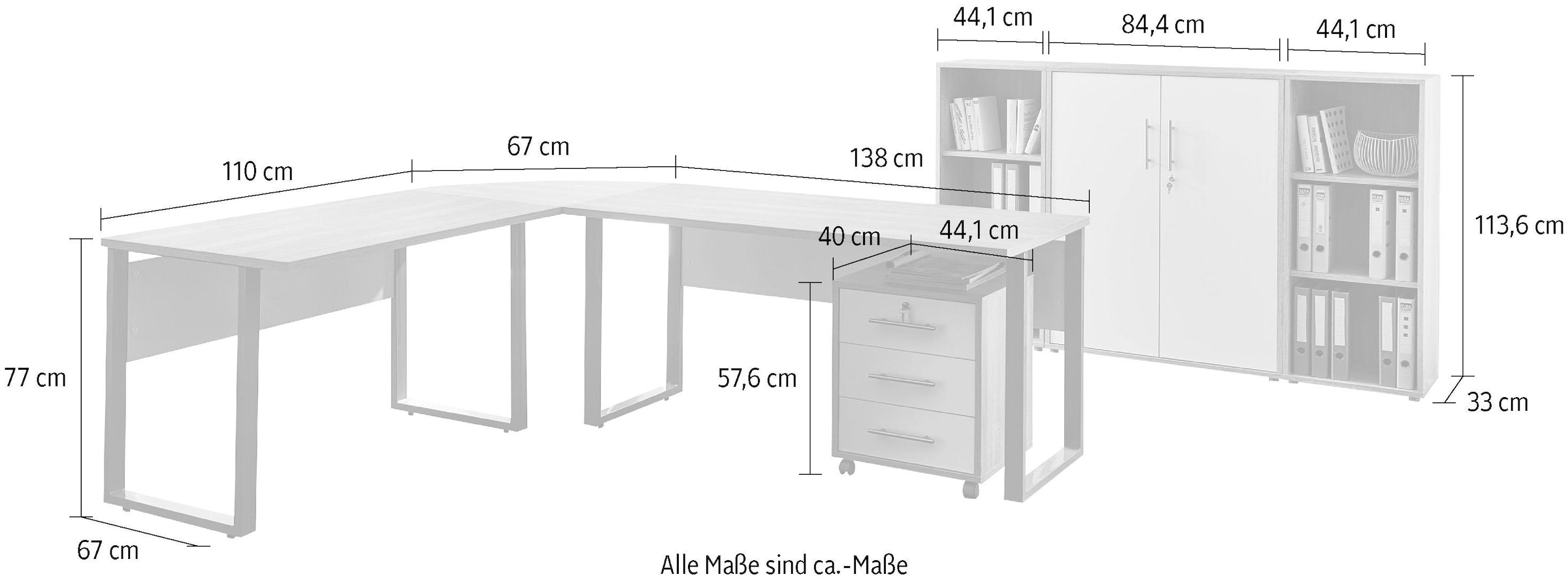 BMG Möbel Büromöbel-Set »Tabor Office 2«, (Set, 6 tlg.)