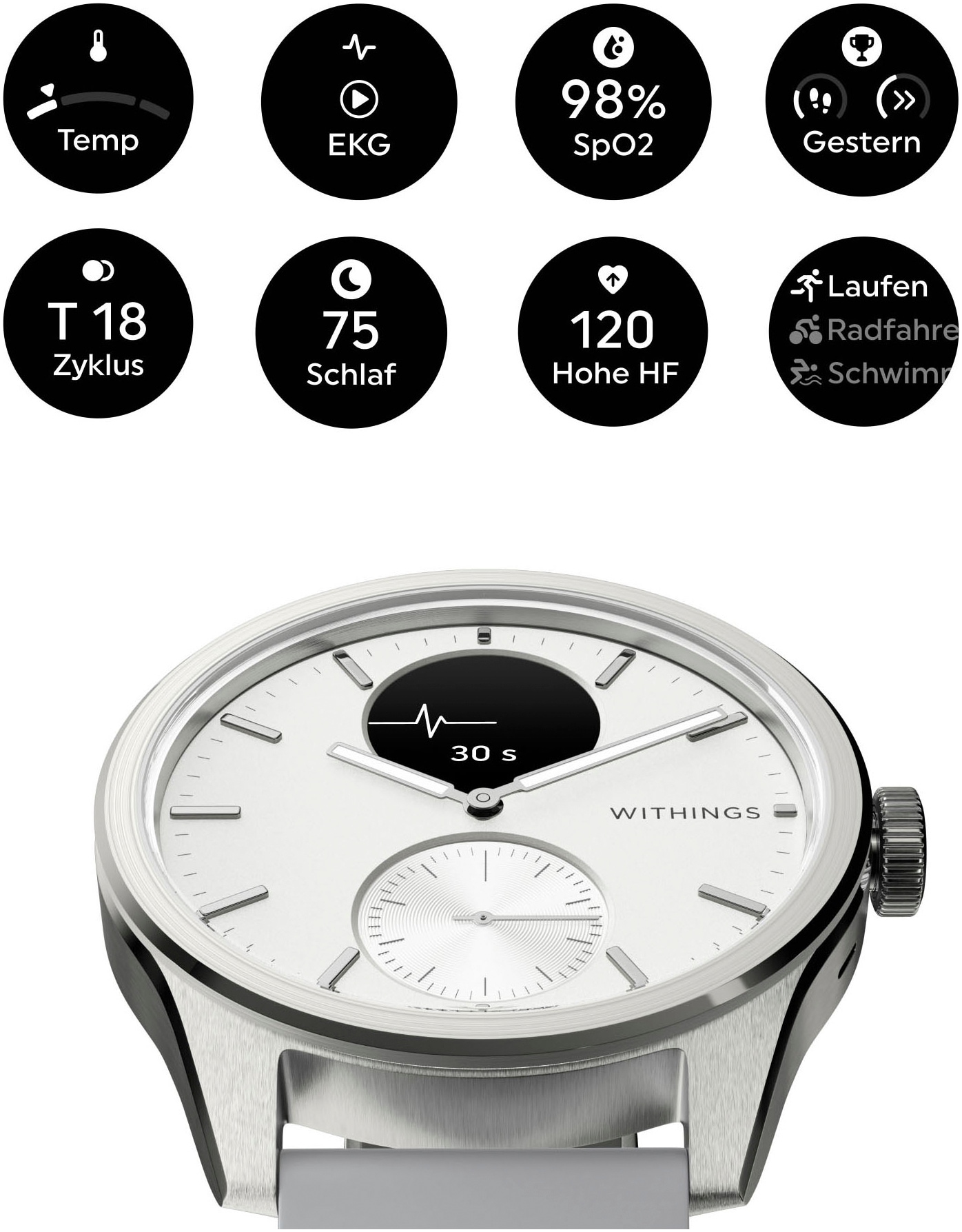 Withings Smartwatch »ScanWatch 2 42mm«, HealthSense OS,)