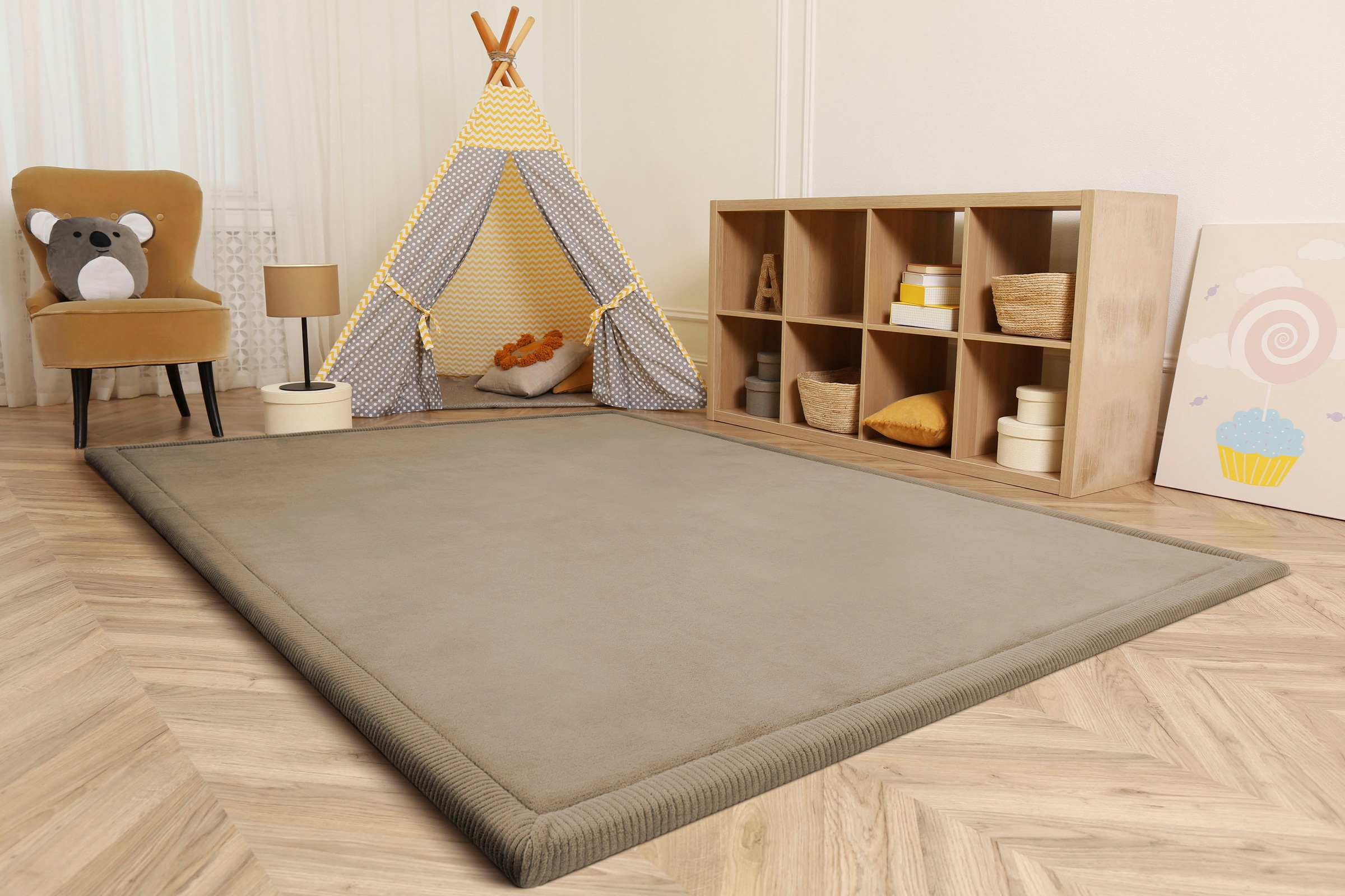 Paco Home Teppich »Tatami 475«, rechteckig, 24 mm Höhe, Kurzflor, Uni-Farben, mit Memory Foam, waschbar