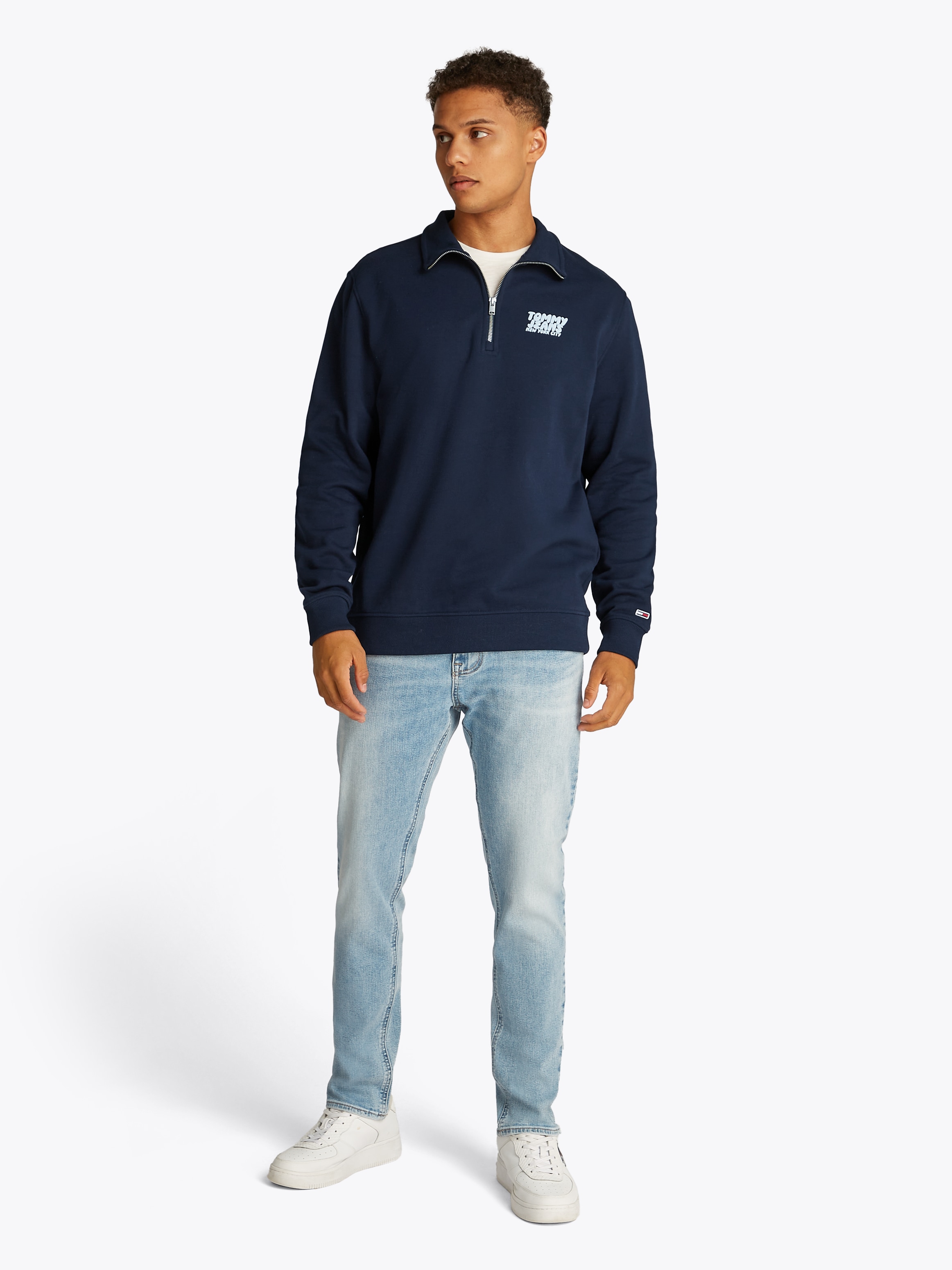 Tommy Jeans Sweatshirt »TJM REG BUBBLE QRTR ZIP FRNT/BCK«, mit großem Rückenprint
