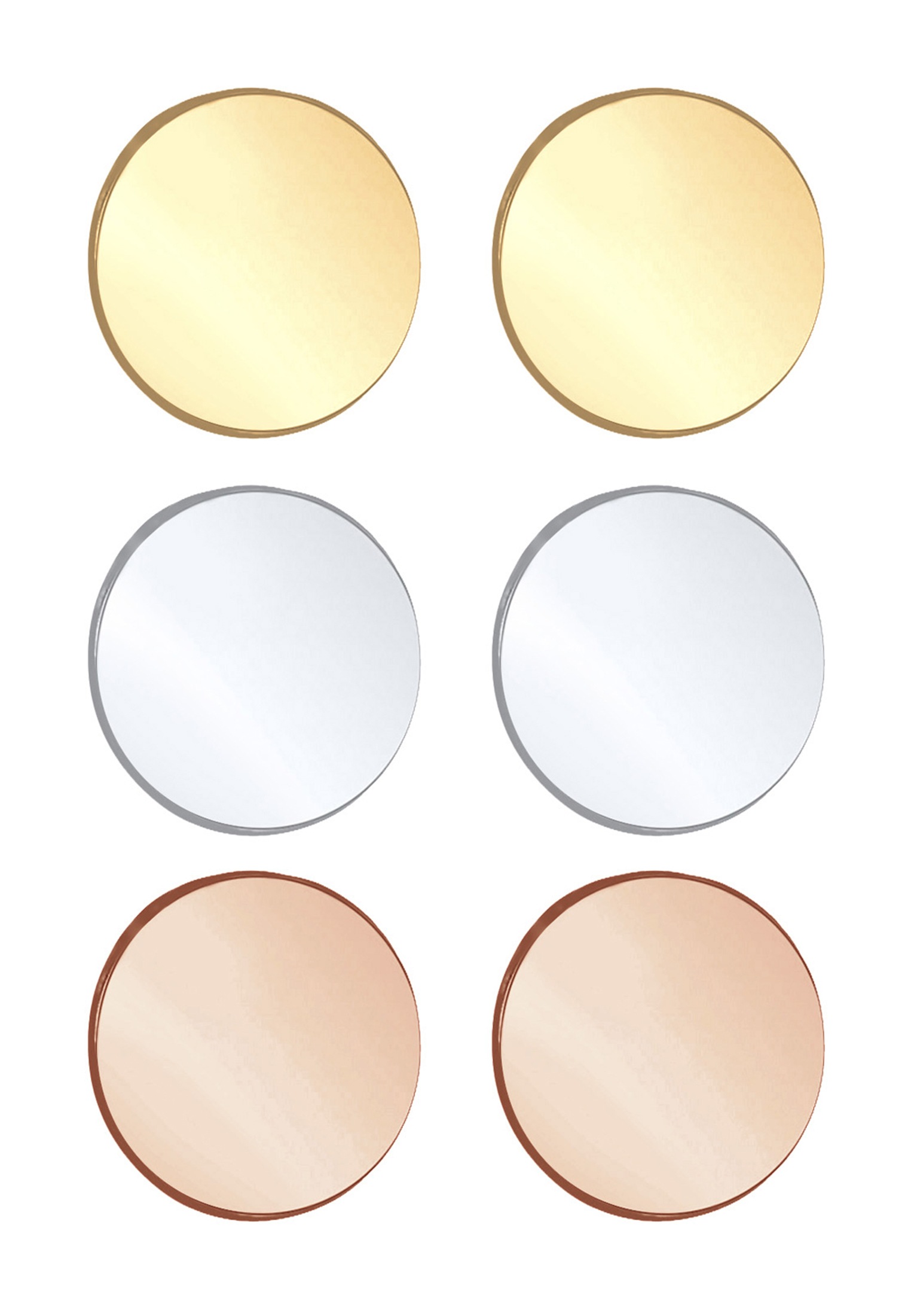 Elli Ohrring-Set »Rund Tricolor (Set, 6tlg.) 925 Silber vergoldet«