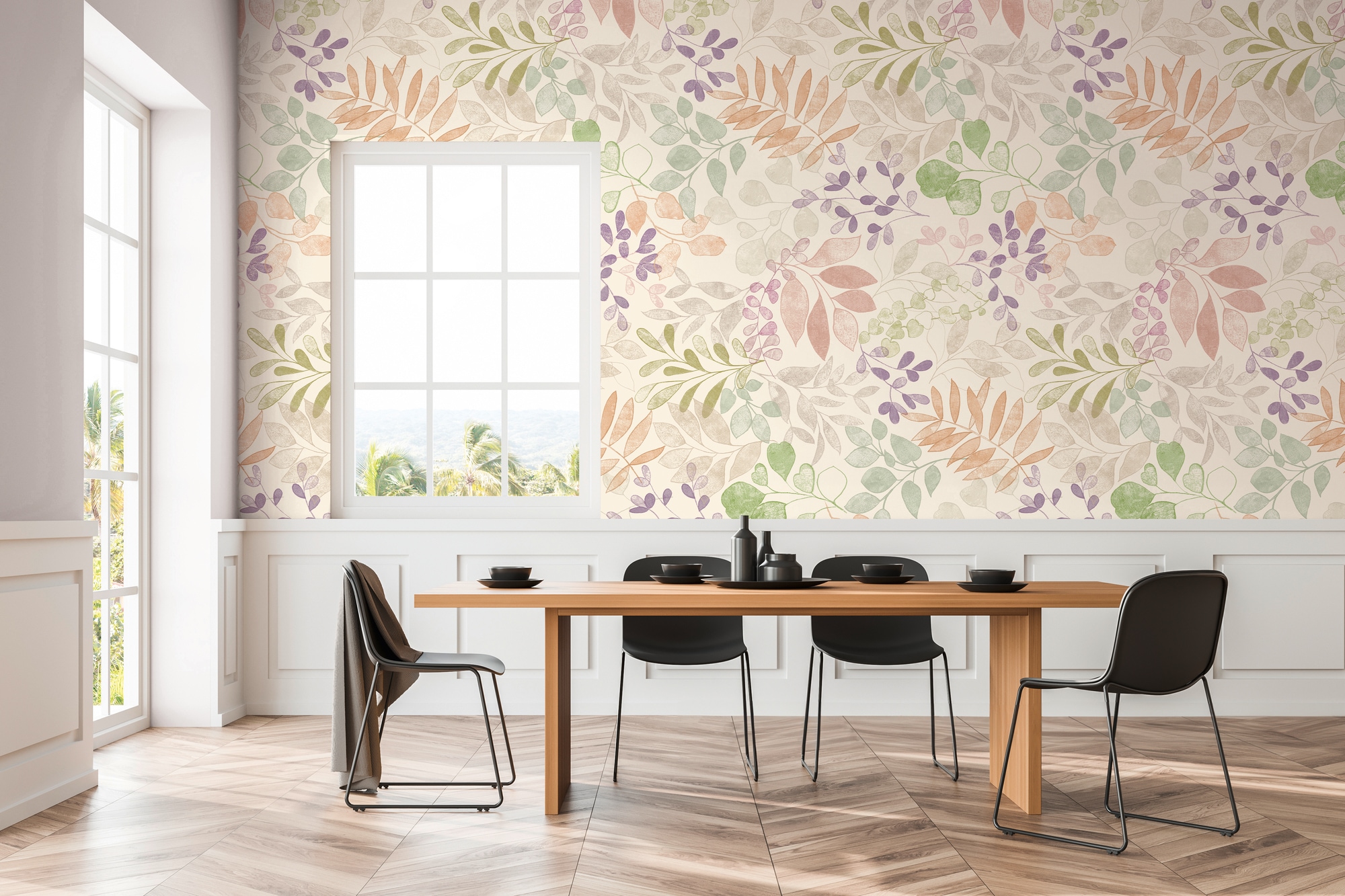 A.S. Création Fototapete »Aquarell Dreams Blumen-Tapete Mustertapete Blätter Blumen«, matt, Vliestapete Landhaus für Schlafzimmer Küche Wohnzimmer Blumen Design