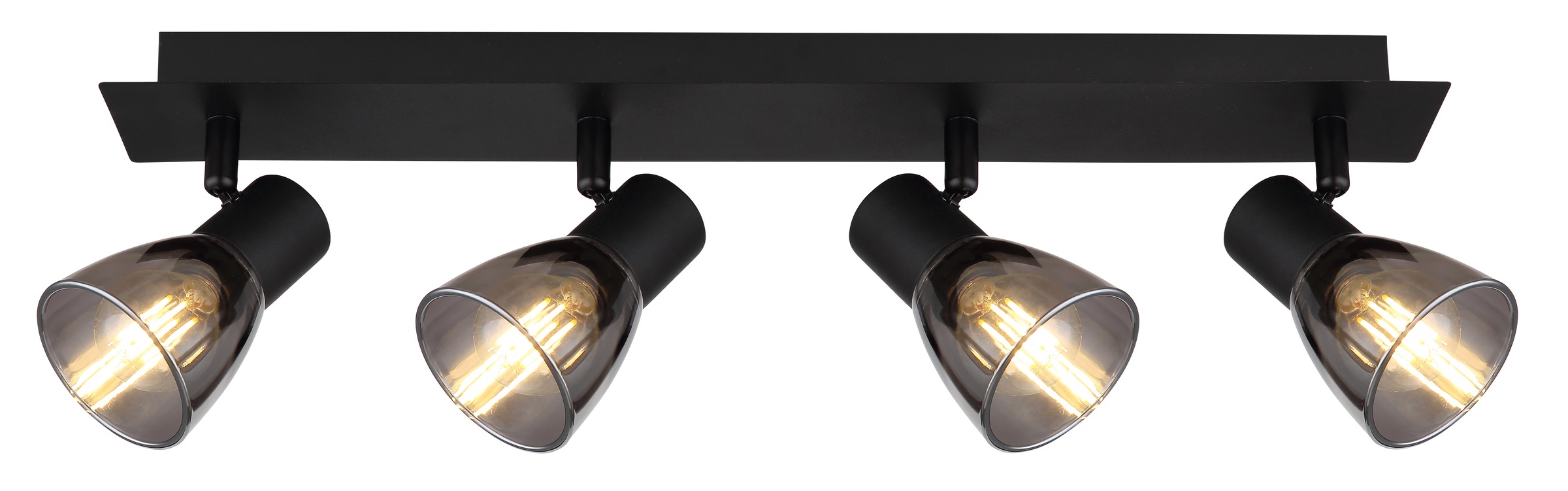 GLOBO LIGHTING Deckenstrahler »CLAUDE«, Leuchtmittel E14 | ohne Leuchtmittel, Deckenspot/schwarz/Glas rauchfarben/LxBxH: 500x70x155mm