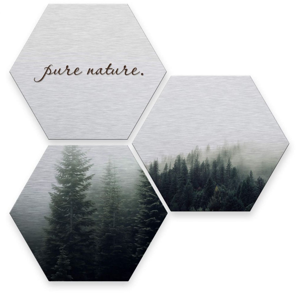 3 auf Nature (Set, Pure »Silber St.) Effekt Wald«, Wall-Art bestellen Mehrteilige Bilder Raten