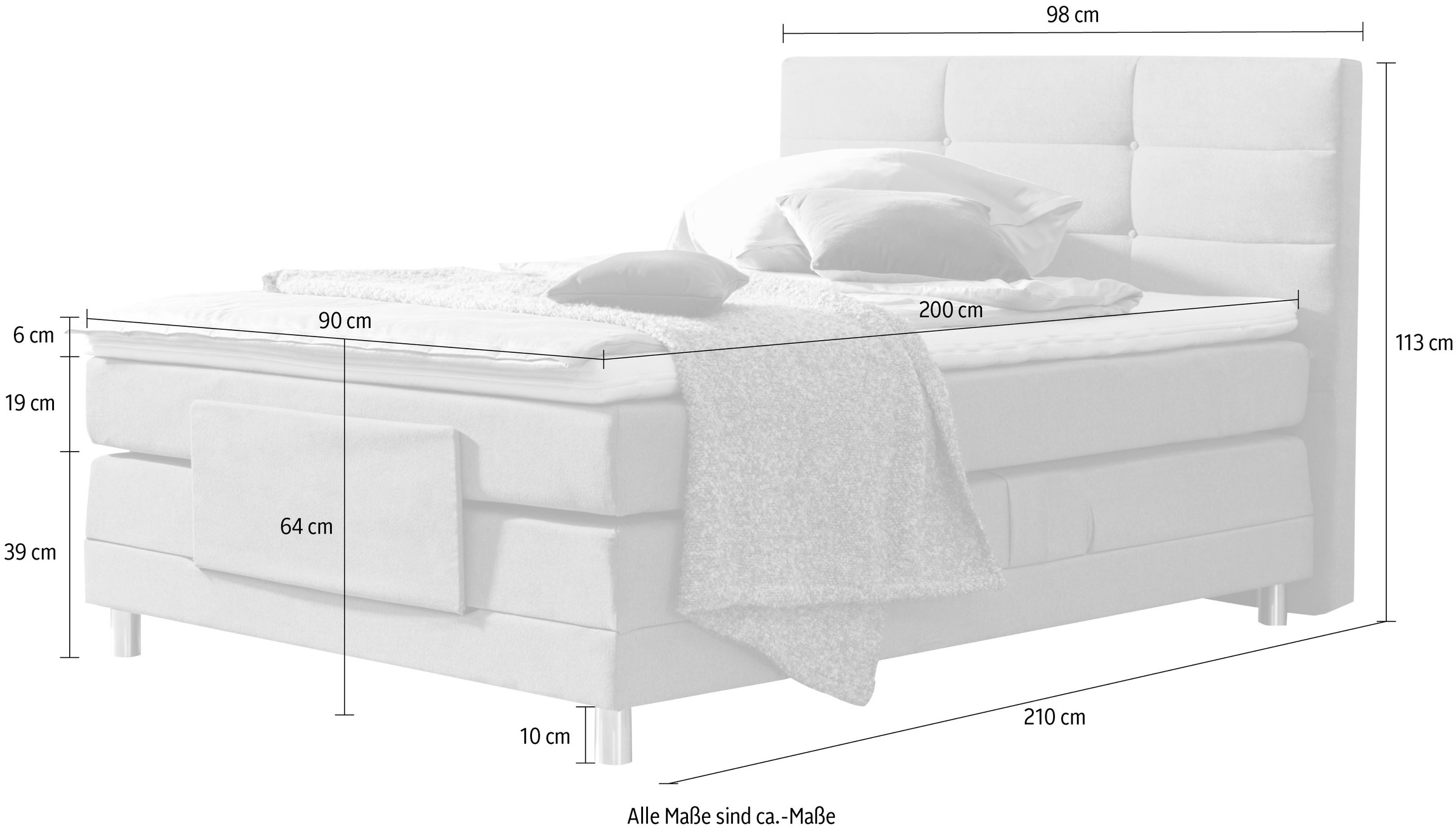 alina Boxspringbett »Matea« inklusive Matratze und Topper, in verschiedenen Größen und Härtegraden