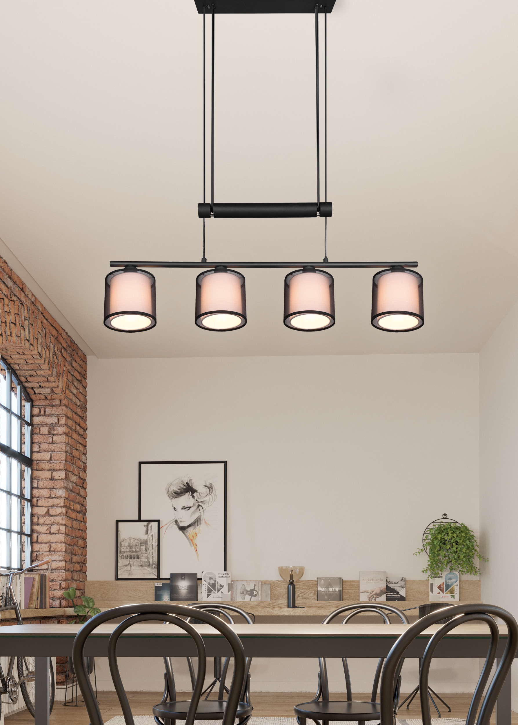Places of Style Pendelleuchte »Liotta«, 4 flammig, Leuchtmittel E14   Leuch günstig online kaufen