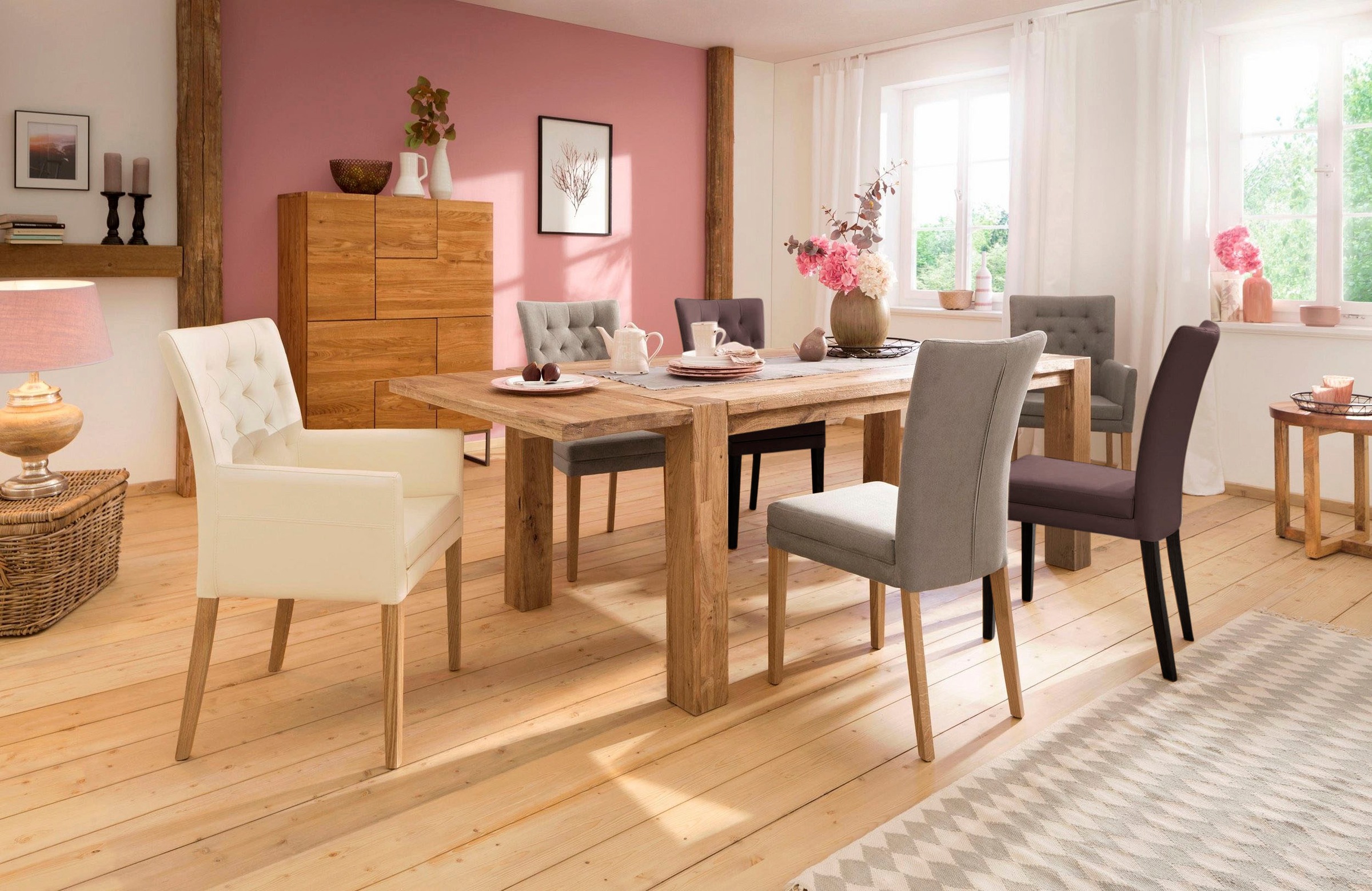 Home affaire 4-Fußstuhl »Colorado«, (Set), 6 St., Kunstleder, Beine aus Buche, wengefarben lackiert, Im 2er, 4er oder 6er-Set