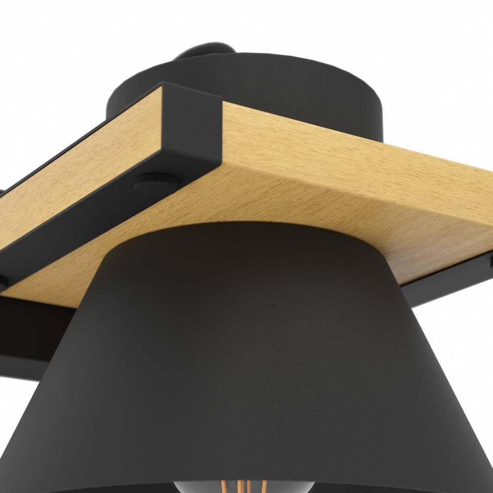 EGLO Wandleuchte »MACCLES«, 1 flammig, Leuchtmittel E27 | ohne Leuchtmittel, Wandleuchte, Flurlampe, schwarz, Metall und Holz, Lampe Wand und Decke