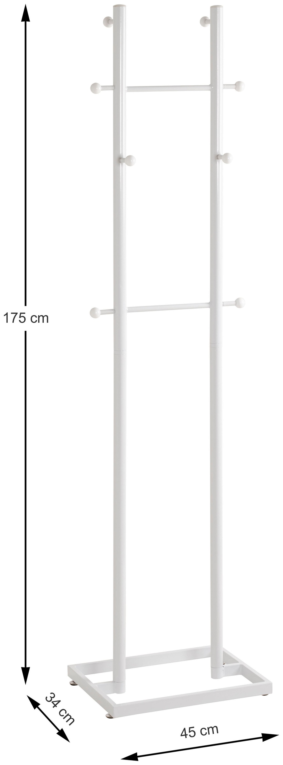 HAKU Garderobenständer »Kleiderständer, Standgarderobe« freiform - aus Metall Weiß - B/T/H 45/34/175 cm
