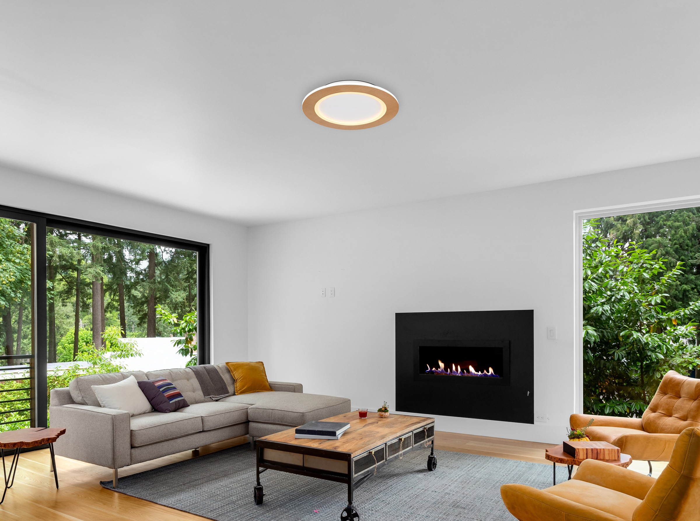 GLOBO LIGHTING LED Deckenleuchte »CLAY« LED-Modul 1 Stk. Deckenlampe/holzop günstig online kaufen