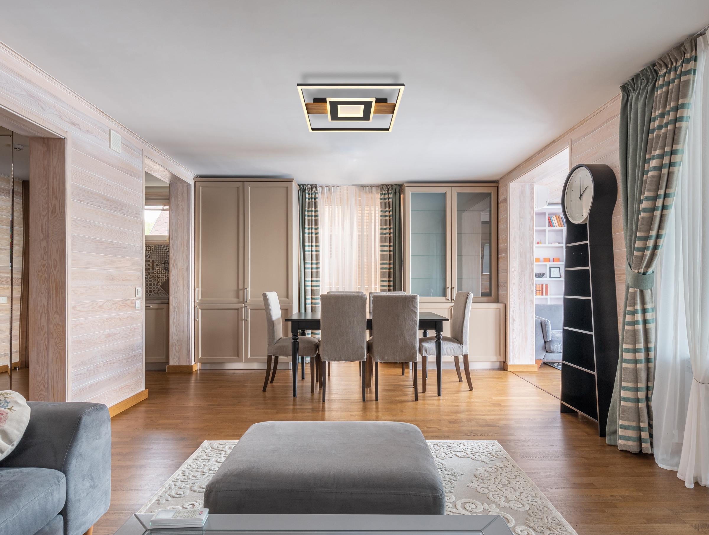 GLOBO LIGHTING LED Deckenleuchte »PIKARA« LED-Modul Warmweiß Deckenlampe/holzoptik/Acrylkristalle klar/modern