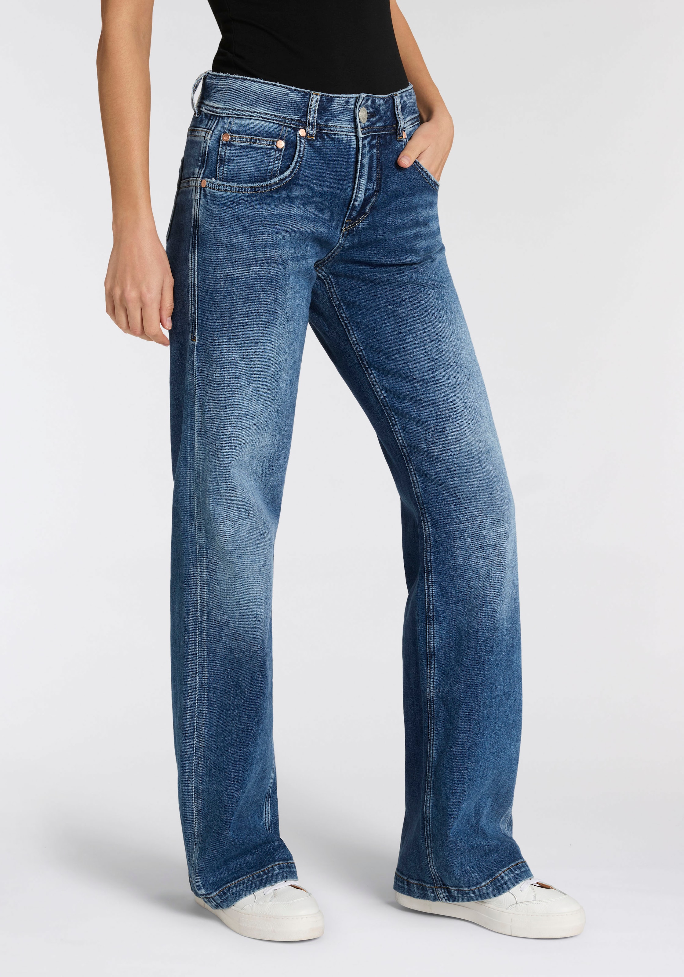 Herrlicher 5-Pocket-Jeans »Edna Denim Stretch« mit weitem Bein, Flared Fit
