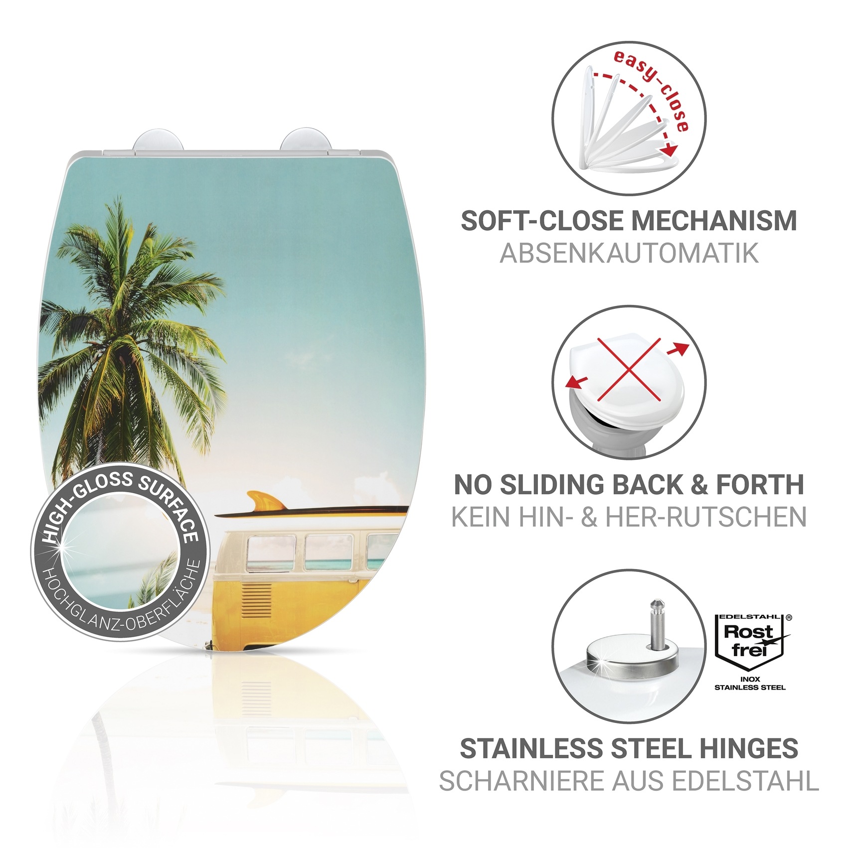 WENKO WC-Sitz »Corbara« hochglänzender Toilettensitz, belastbar bis 350 kg, Absenkautomatik