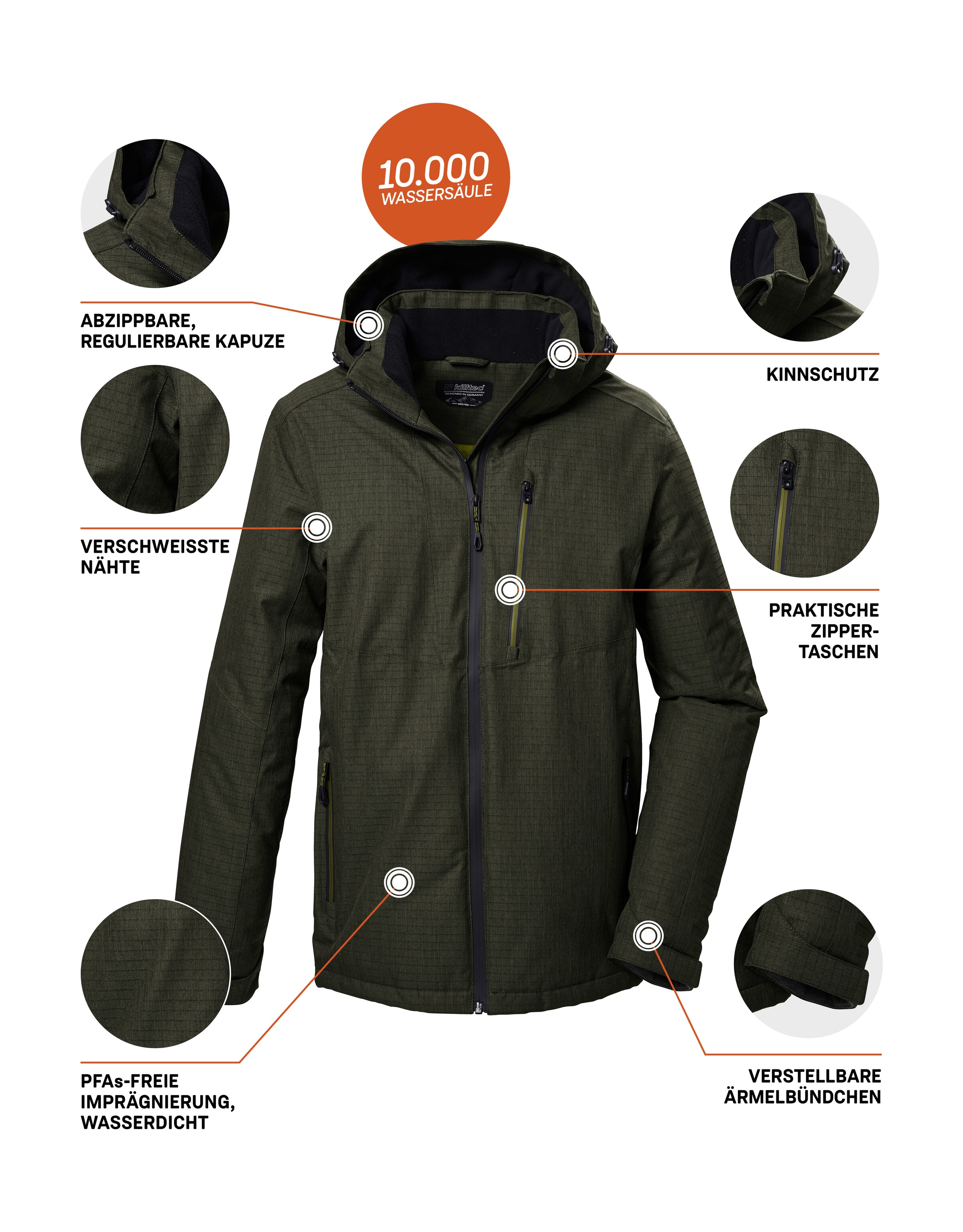 Killtec Funktionsjacke »KOW 7 MN JCKT« Wasser- und winddichte Outdoorjacke, atmungsaktiv, Melange Optik