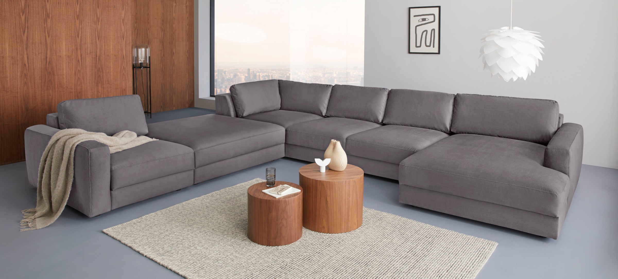 Places of Style Sofa-Mittelelement »Bloomfield Mega Hocker in 2 Größen«, passende Erweiterung zur Serie "Bloomfield", als Mittelelement passend