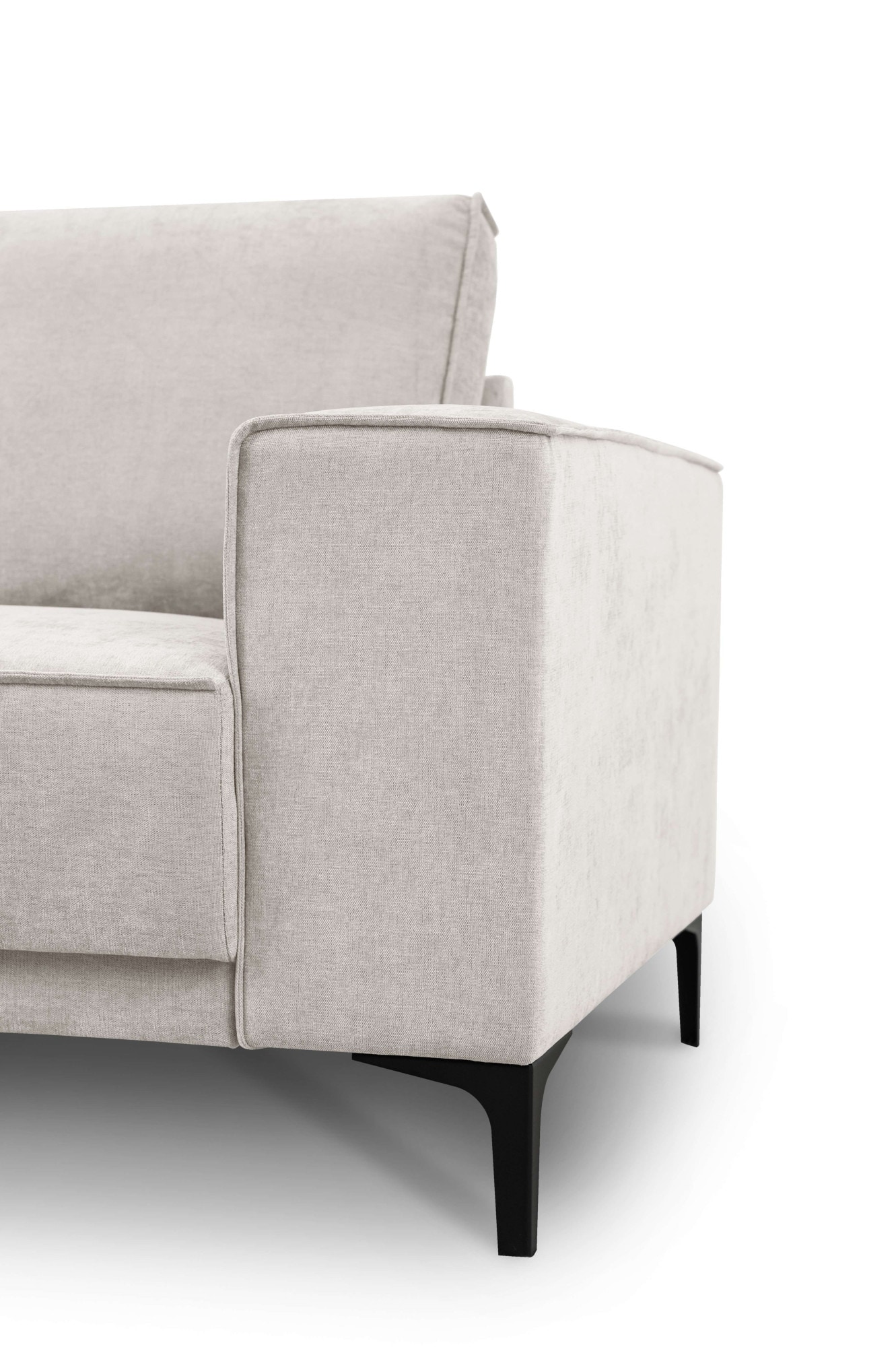 Places of Style Ecksofa »Polsterecke Oland, Struktur, Flachgewebe, Luxus-Microfaser, Boucle«, L-Form, 289 cm, Wellenunterfederung, Skandi-Design, Metallfüße