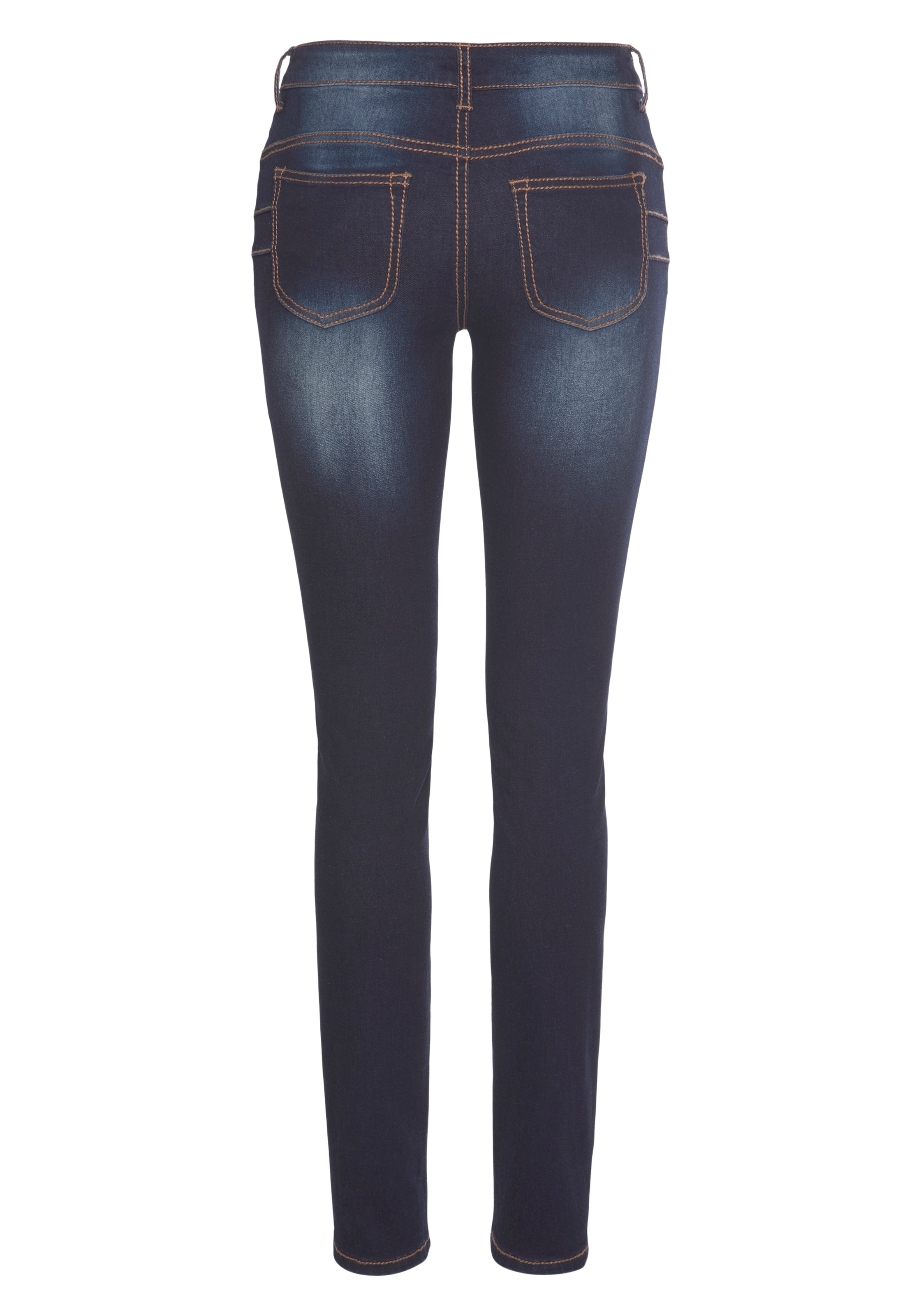 Knopfleiste«, Waist bestellen sichtbarer, schräger Arizona online Mid »mit Slim-fit-Jeans