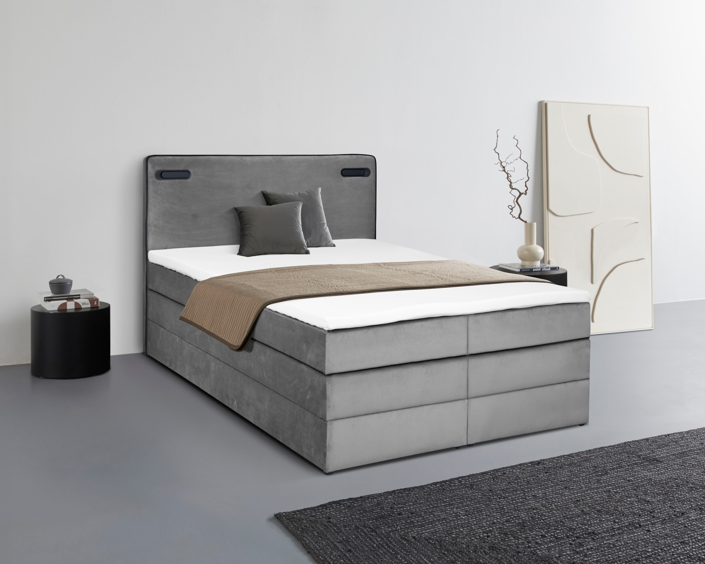 Boxspringbett »Adil«, (5 St.), mit LED Beleuchtung, inkl. Komfortschaum-Topper