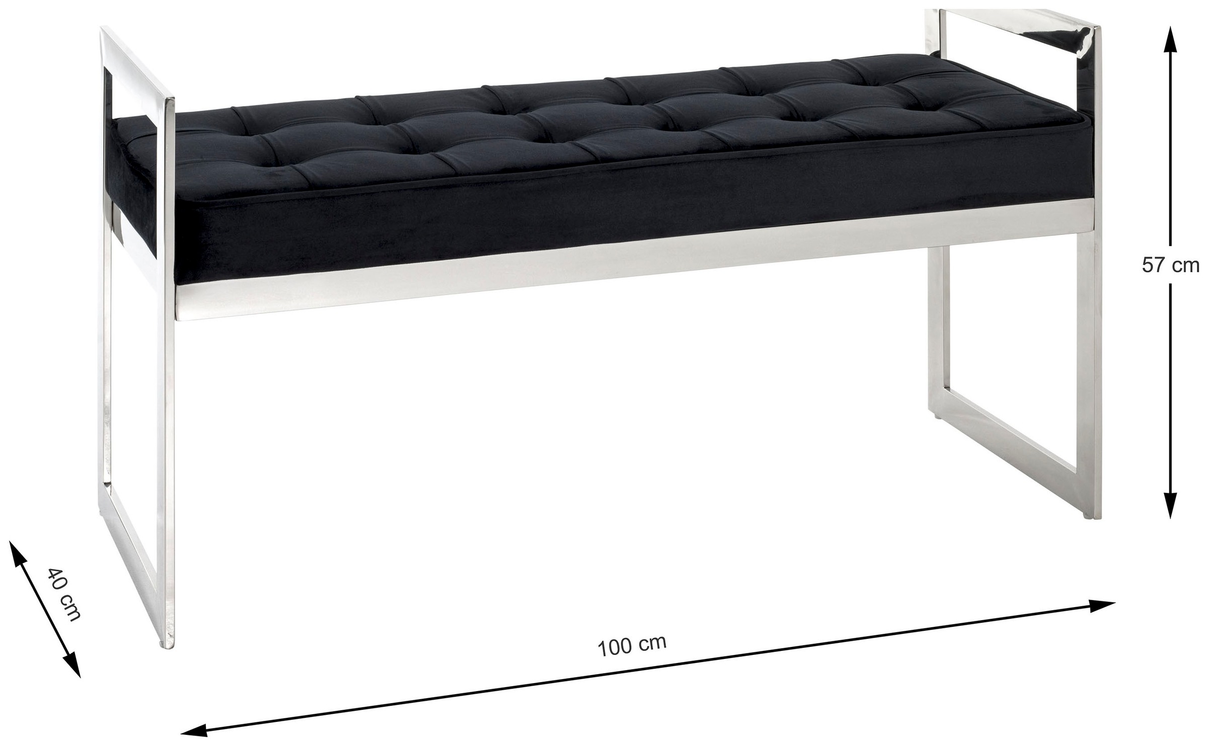 HAKU Bank »Flurbank, Garderobenbank, Sitzbank« rechteckig - aus Metall Silber - B/T/H 100/40/57 cm