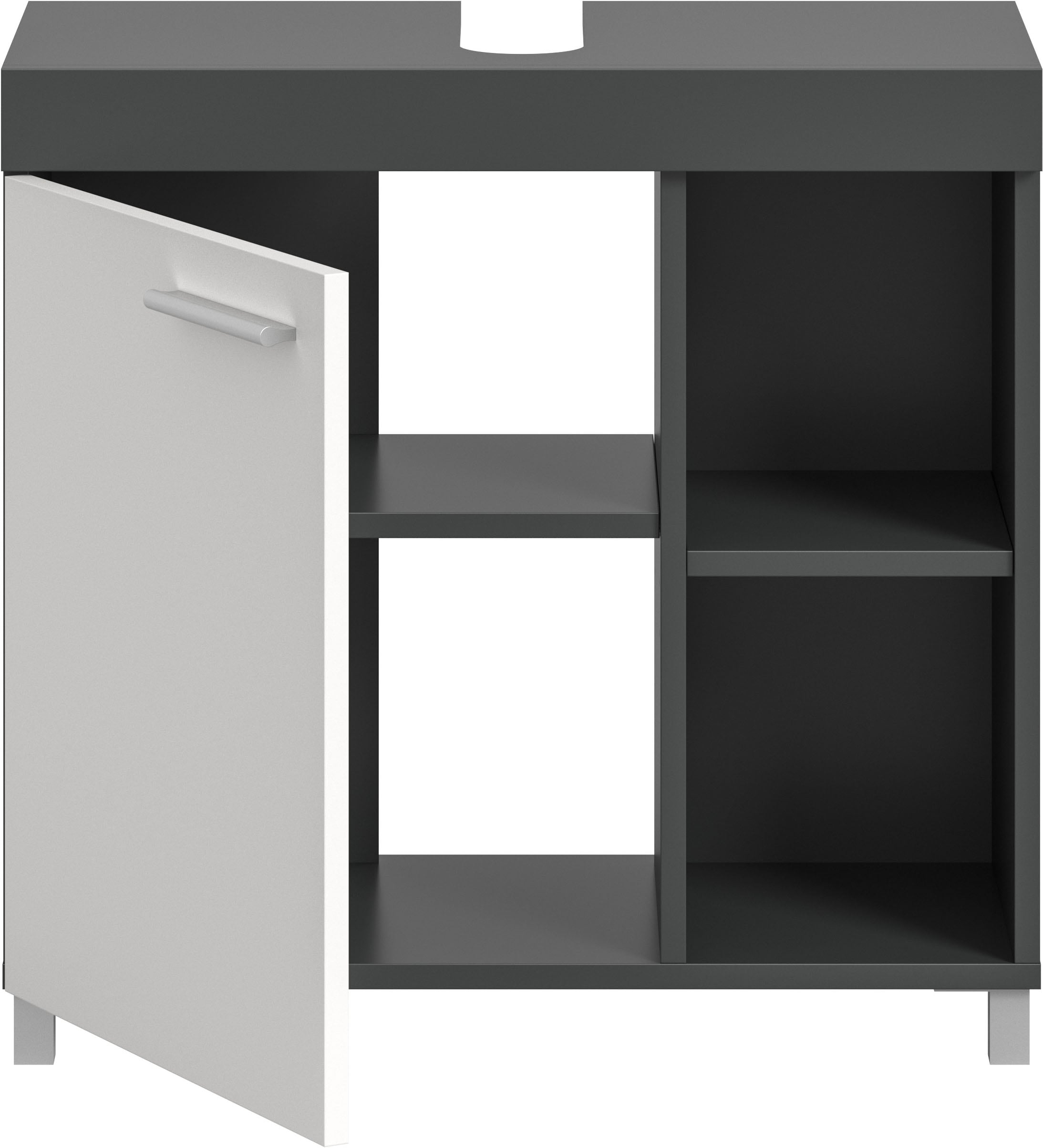 welltime Waschbeckenunterschrank »HANO,  Badezimmer, WBU, Waschtisch,  Kommode, Unterschrank« in 2 verschiedenen Farben und 2 verschiedenen Ausstattungen erhältlich,  1 Tür, 2 höhenverstellbare E-Böden, 4 Fächer, mit Siphonausschnitt