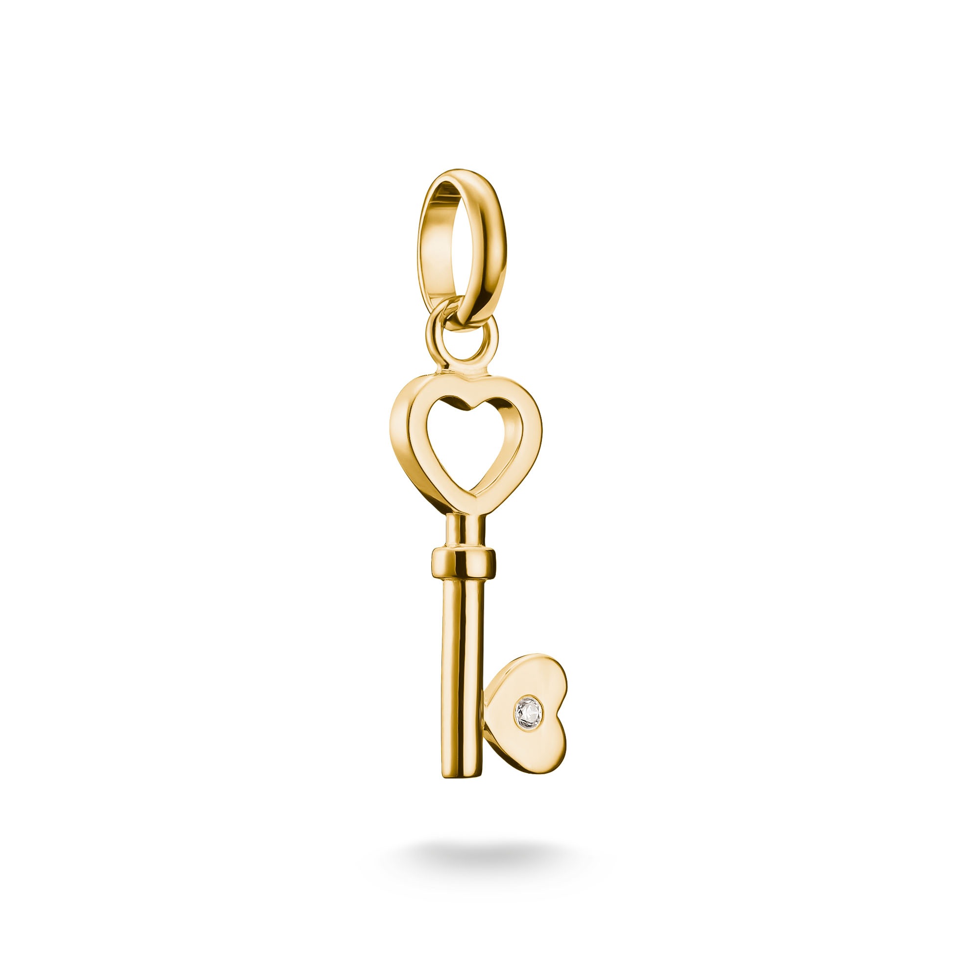 THOMAS SABO Charm Schlüssel »Charm Liebesschlüssel vergoldet - Connect, CC1241-414-14«, mit Zirkonia (synth.)