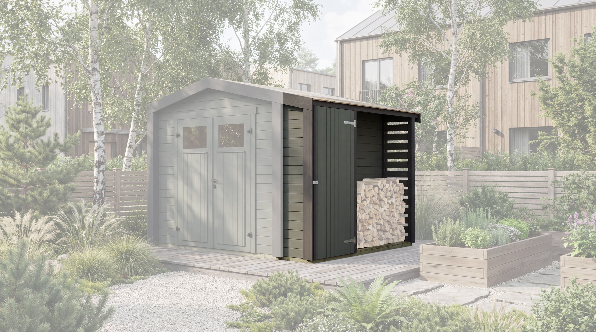 weka Kaminholzregal »optionale Erweiterung für Gartenhaus Killarney« verschiedene Farben und Größen