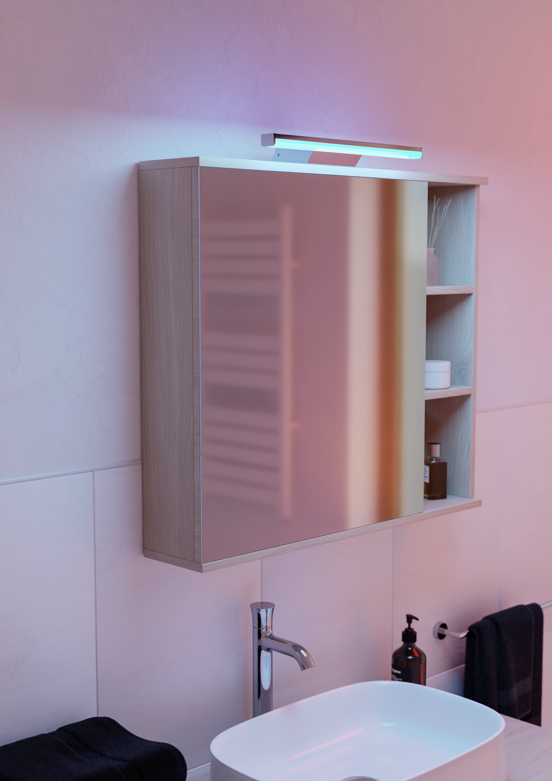 EGLO Spiegelleuchte »REGELLO-Z Spiegellampe - Kunststoff, Alu - LED - 12W - IP44« LED-Modul 1 Stk. Kaltweiß | Neutralweiß | RGB | Warmweiß Wandlampe, Badezimmerlampe, Bad, L60 x H4 x AL13 cm