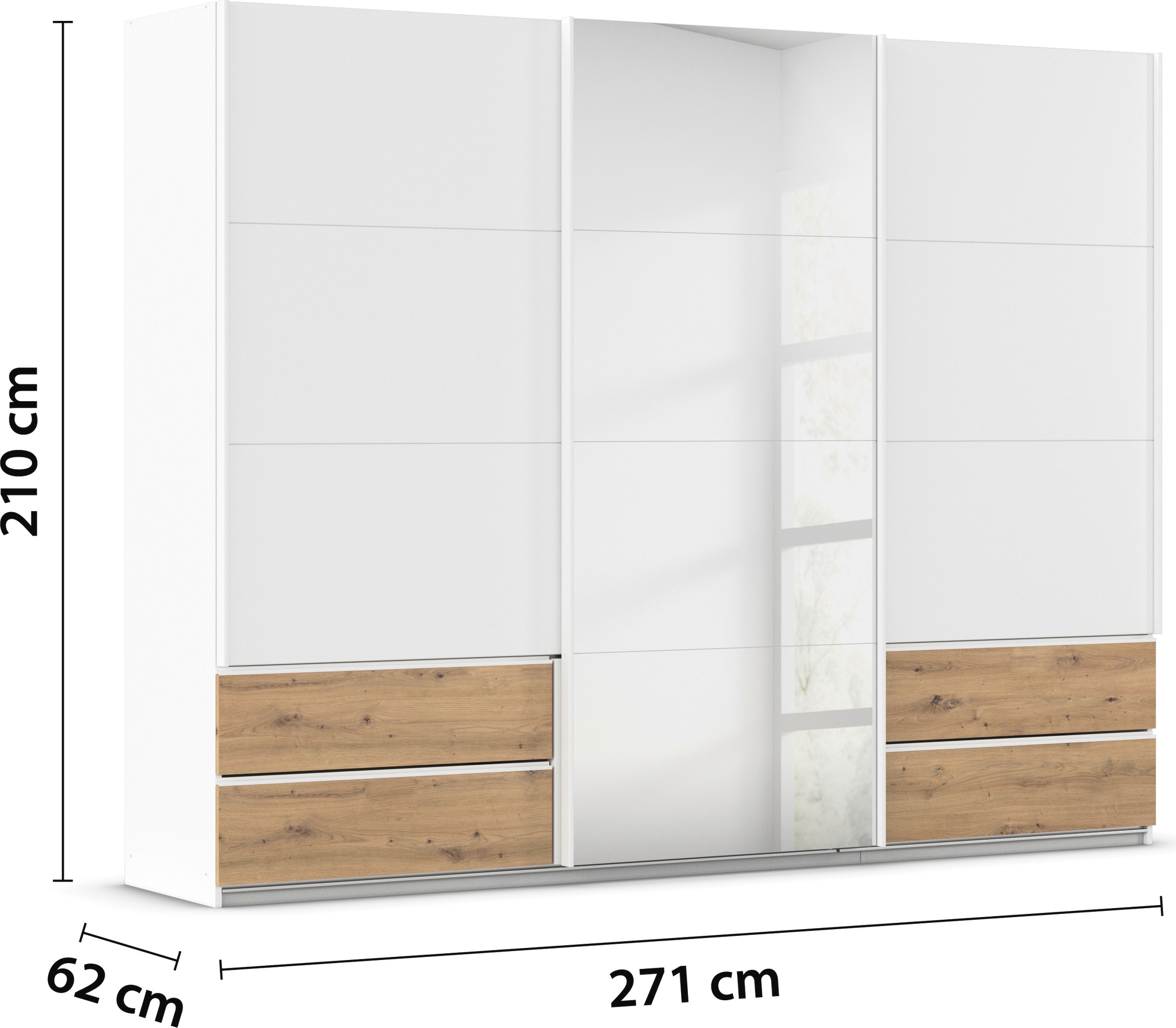 rauch Schwebetürenschrank »Kleiderschrank Schrank Garderobe Wäscheschrank ELARA mit Spiegel«, praktische Schubladen optional farblich abgesetzt MADE IN GERMANY