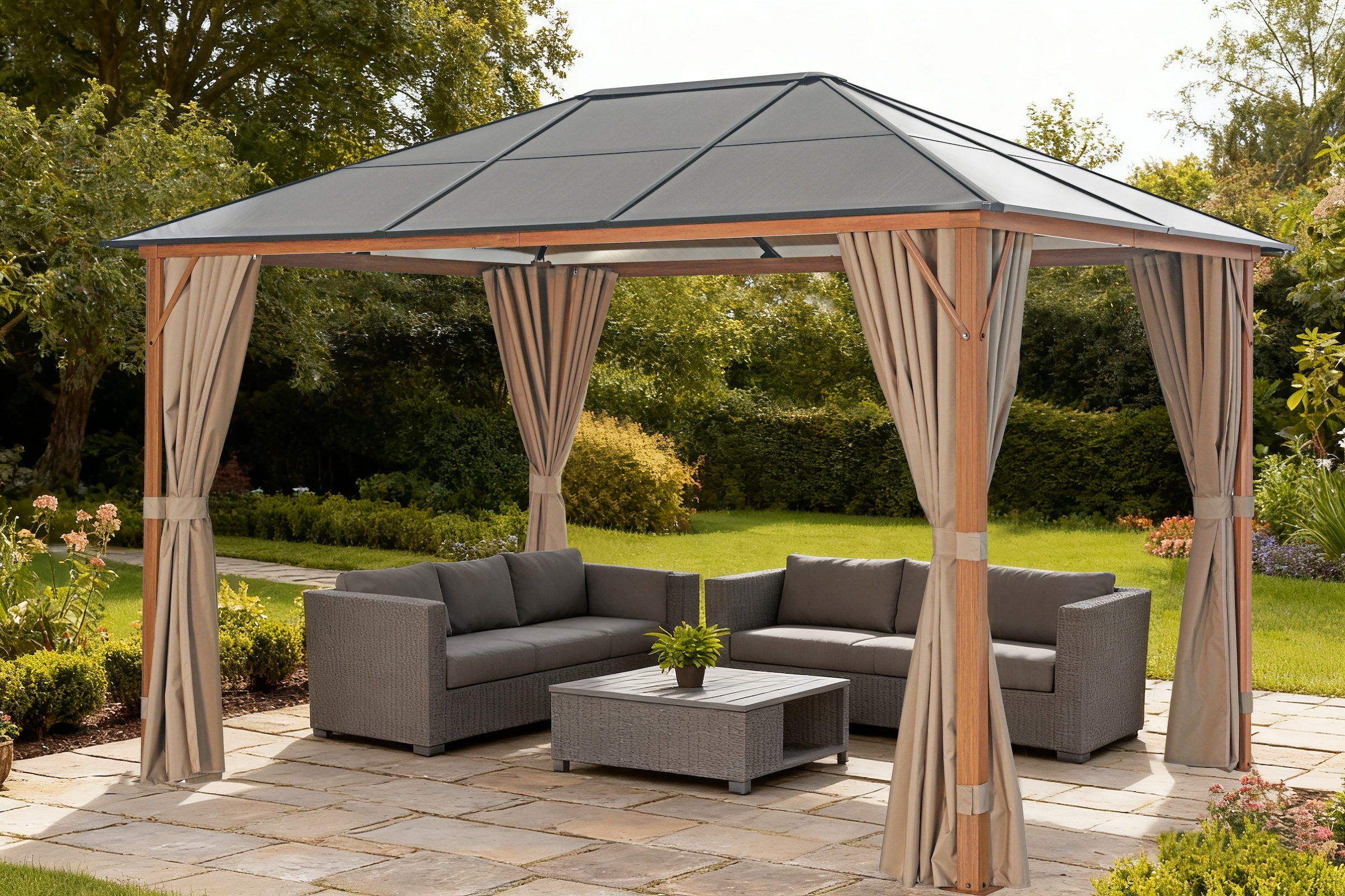 KONIFERA Pavillon »Aruba 2.0« Gestell aus Aluminium, Dach aus Polycarbonat- günstig online kaufen